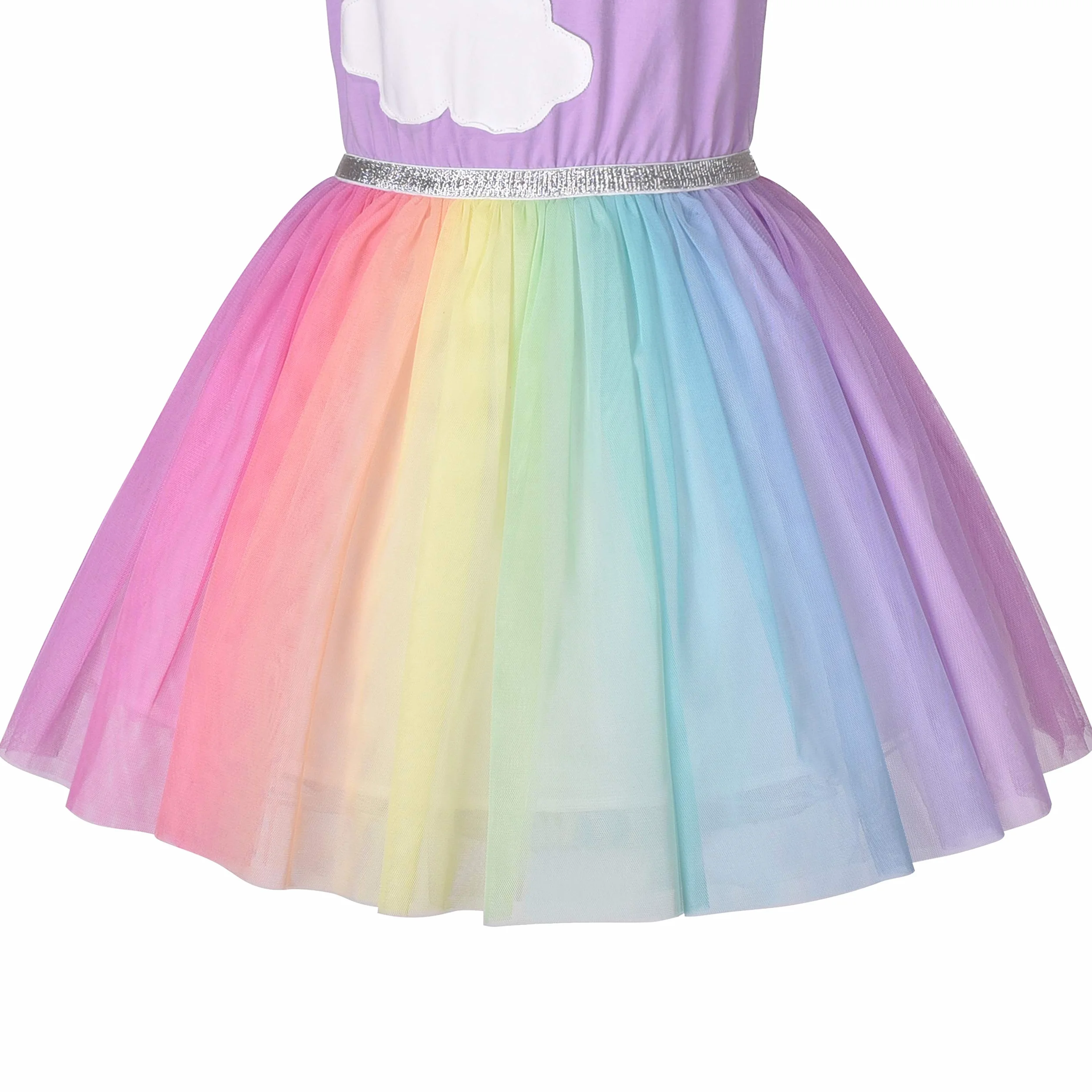 Sunny Fashion Vestido para niña Morado Manga Corta Tul Falda Fiesta 4-8 años