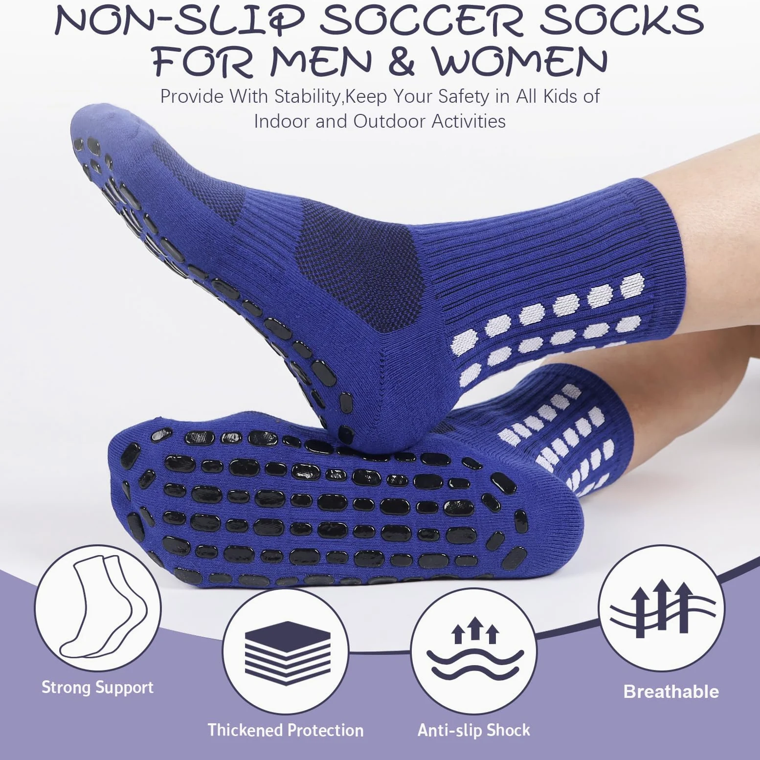 Barrlves 6 pares de calcetines de fútbol antideslizantes coloridos para deportes, fútbol, baloncesto, hospital, yoga, para hombres y mujeres