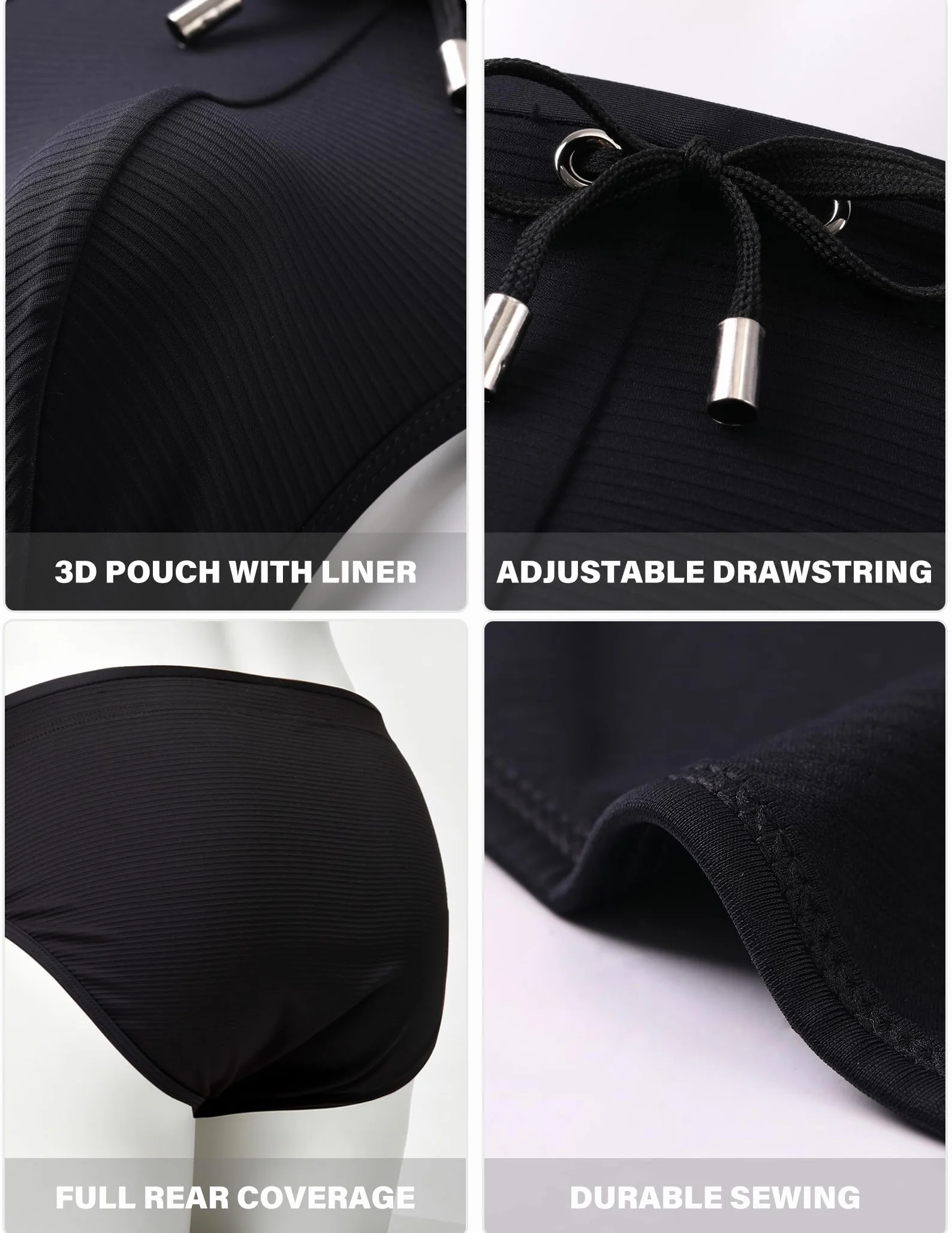 Arjen Kroos Bañador Hombre Slip Rayado con Bolsa 3D - Traje de Baño Ajustable para Piscina y Playa