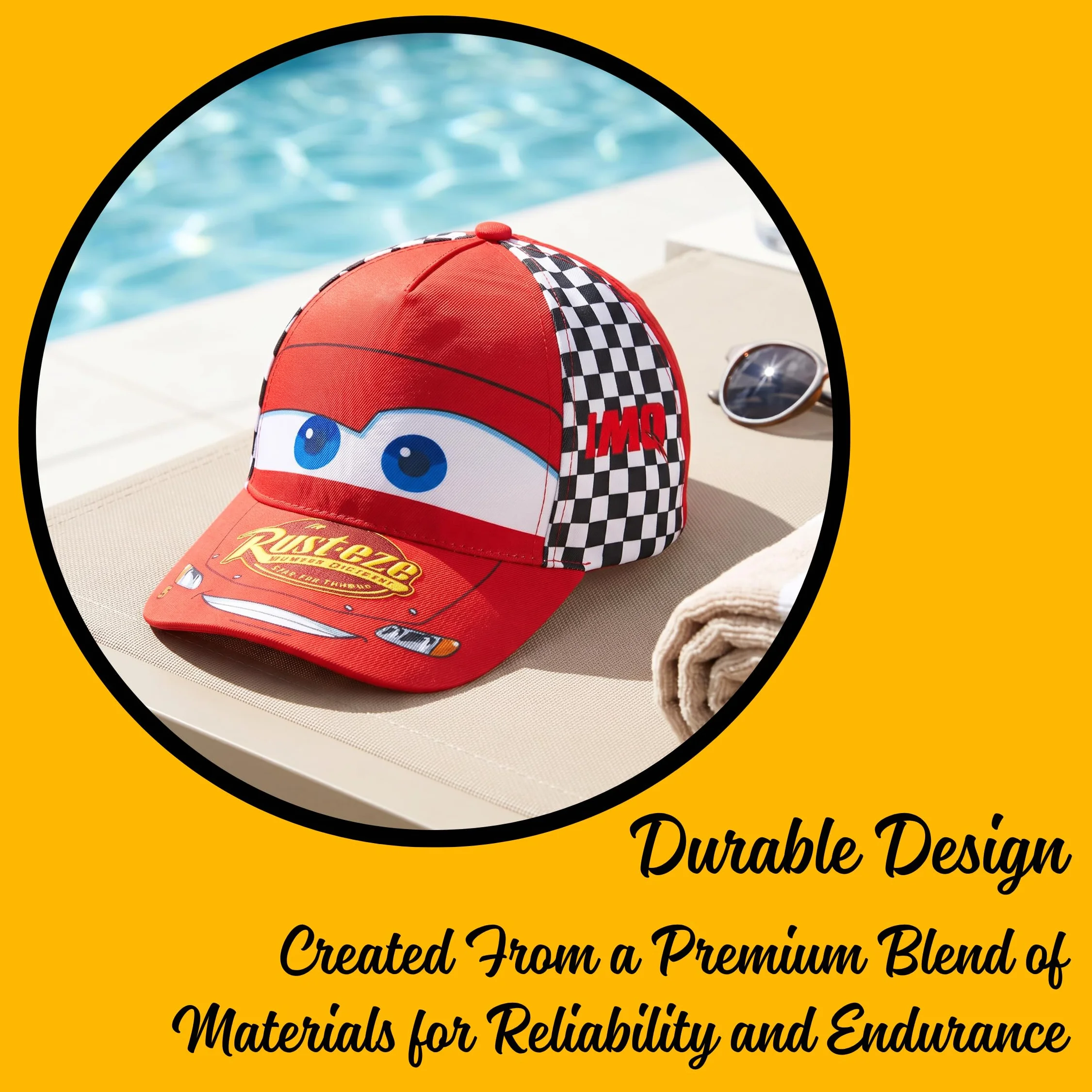 Disney Pixar Cars Lightning Mcqueen Gorra de Béisbol para Niños, Gorra de Verano Infantil