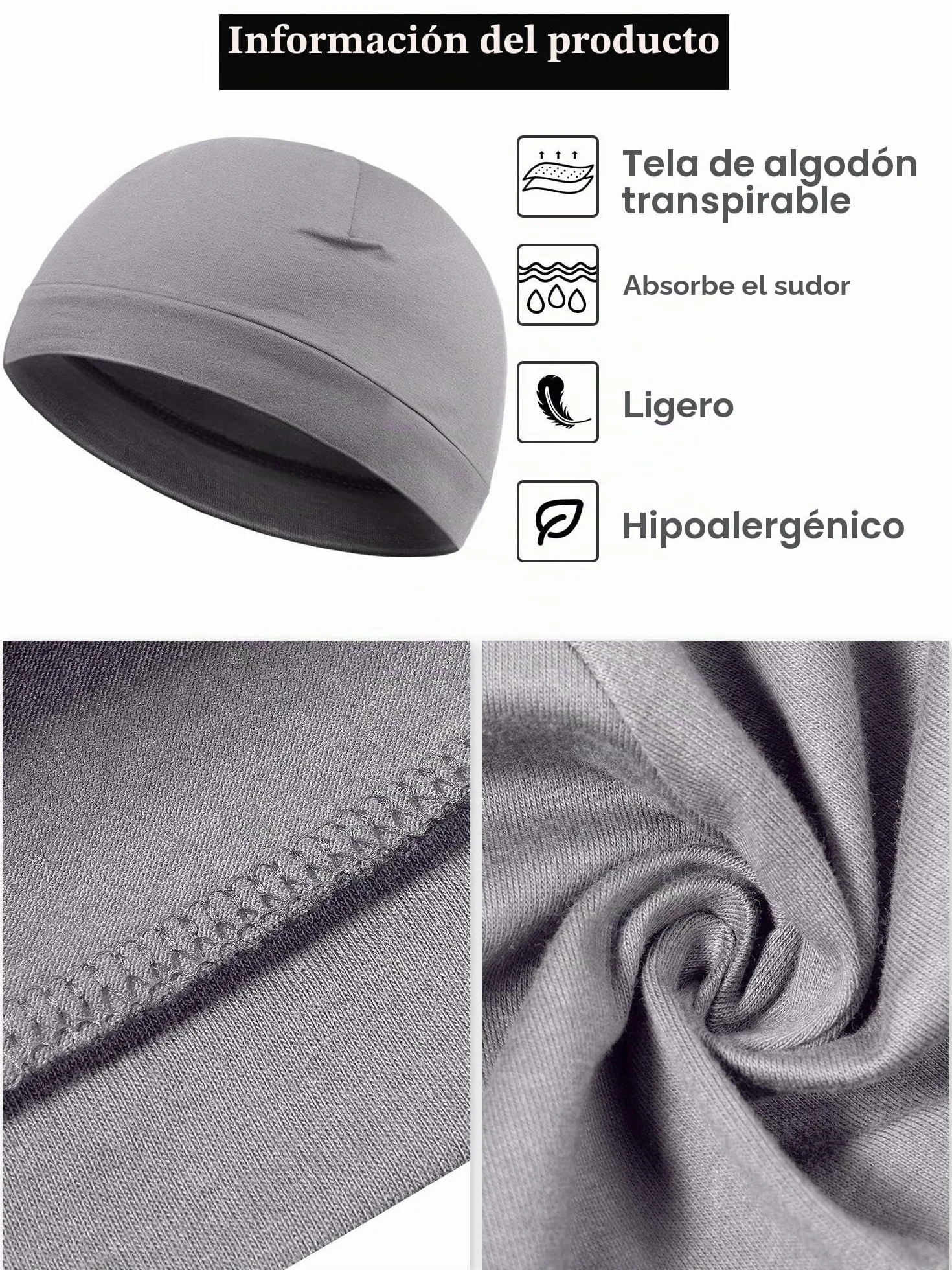 Syhood 4 Gorros de Dormir de Algodón Calavera