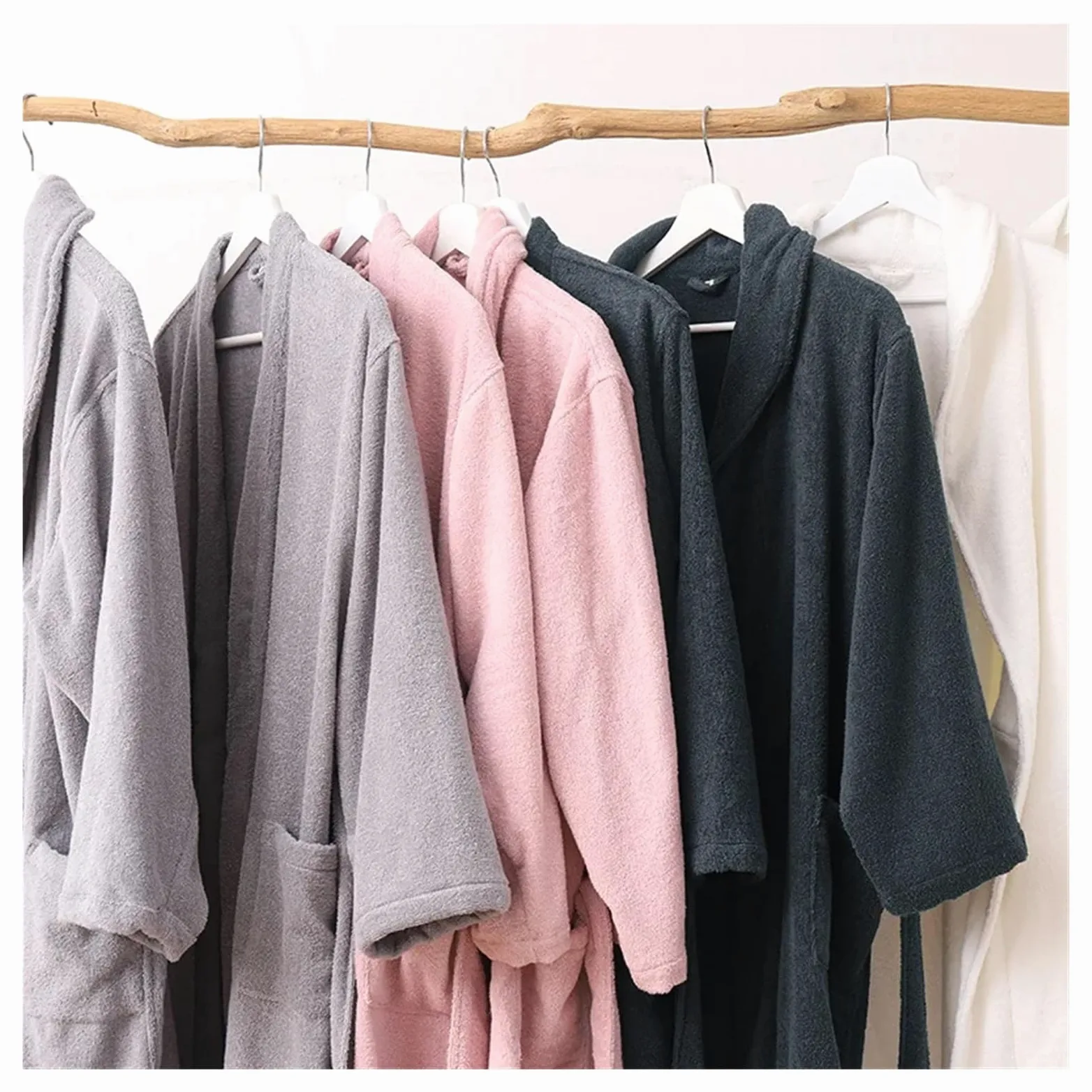 Albornoz Mujer Rizo Albornoz de algodón invierno for hombre, cálido, grueso, for amantes la ropa dormir, cómodo y acogedor for mujer