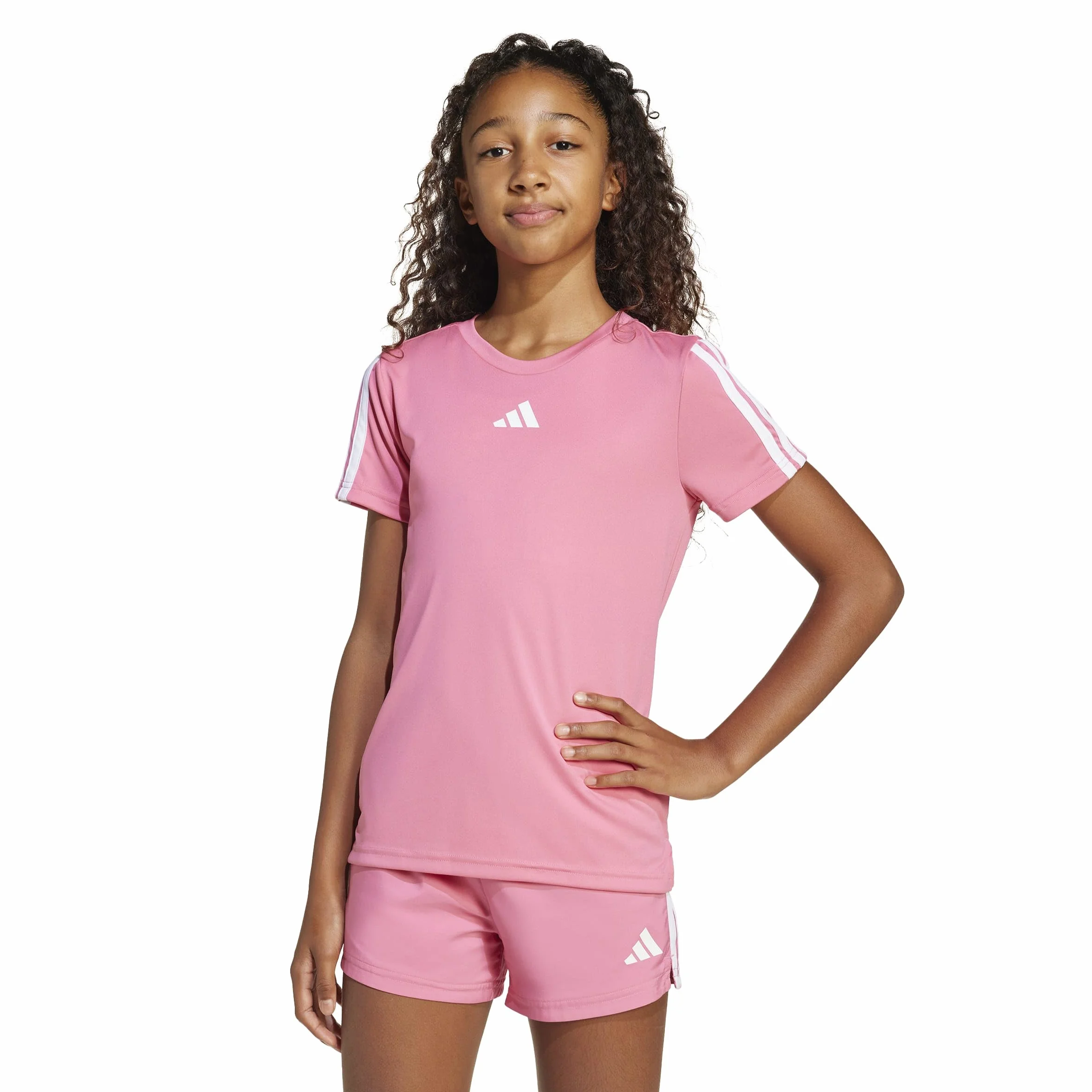 Adidas Train Essentials 3-Stripes Shirt Pink Fusion White 13-14 Years
