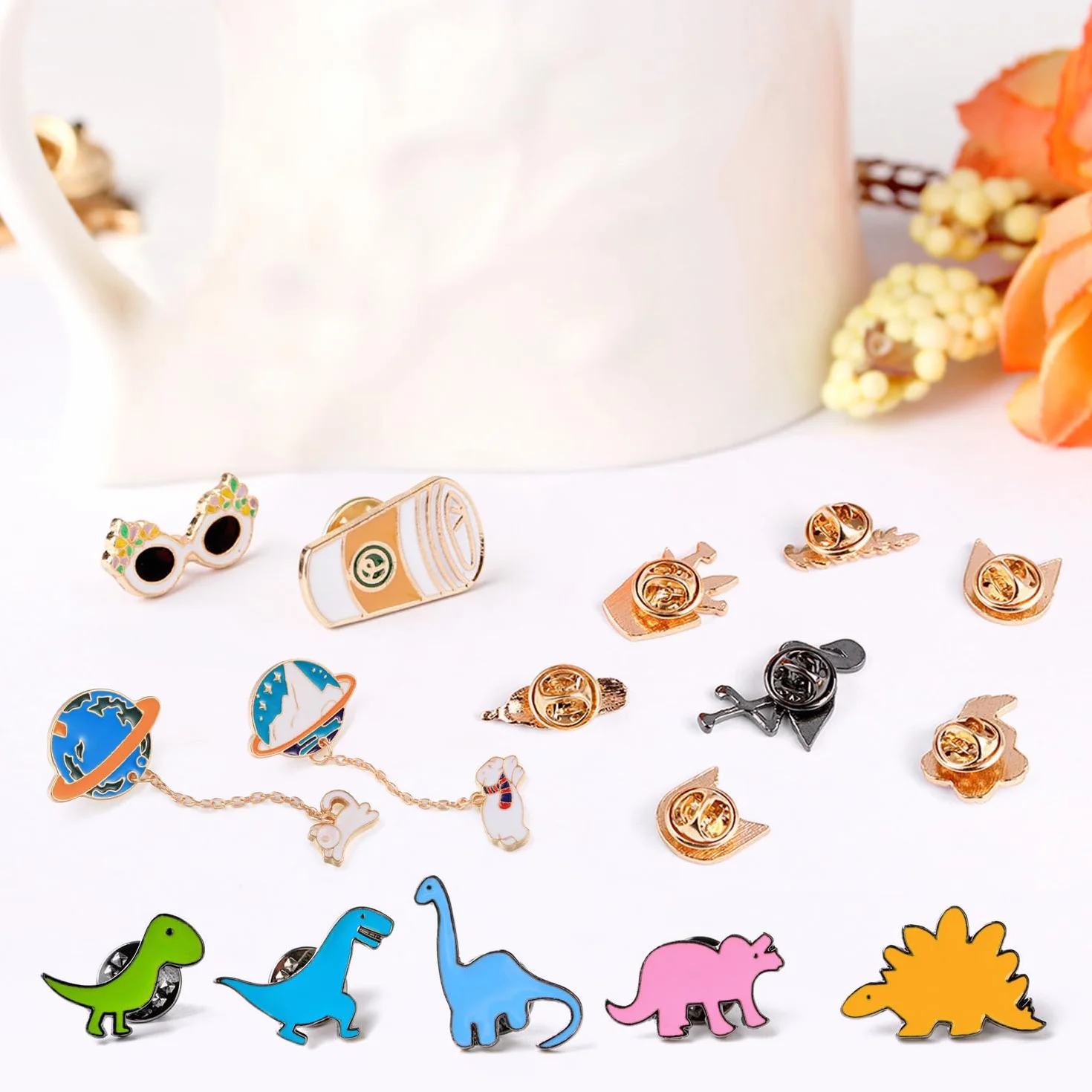 Juego de 16 Broches de Dibujos Animados de Acero Inoxidable, Accesorios de Ropa 20x15x1cm