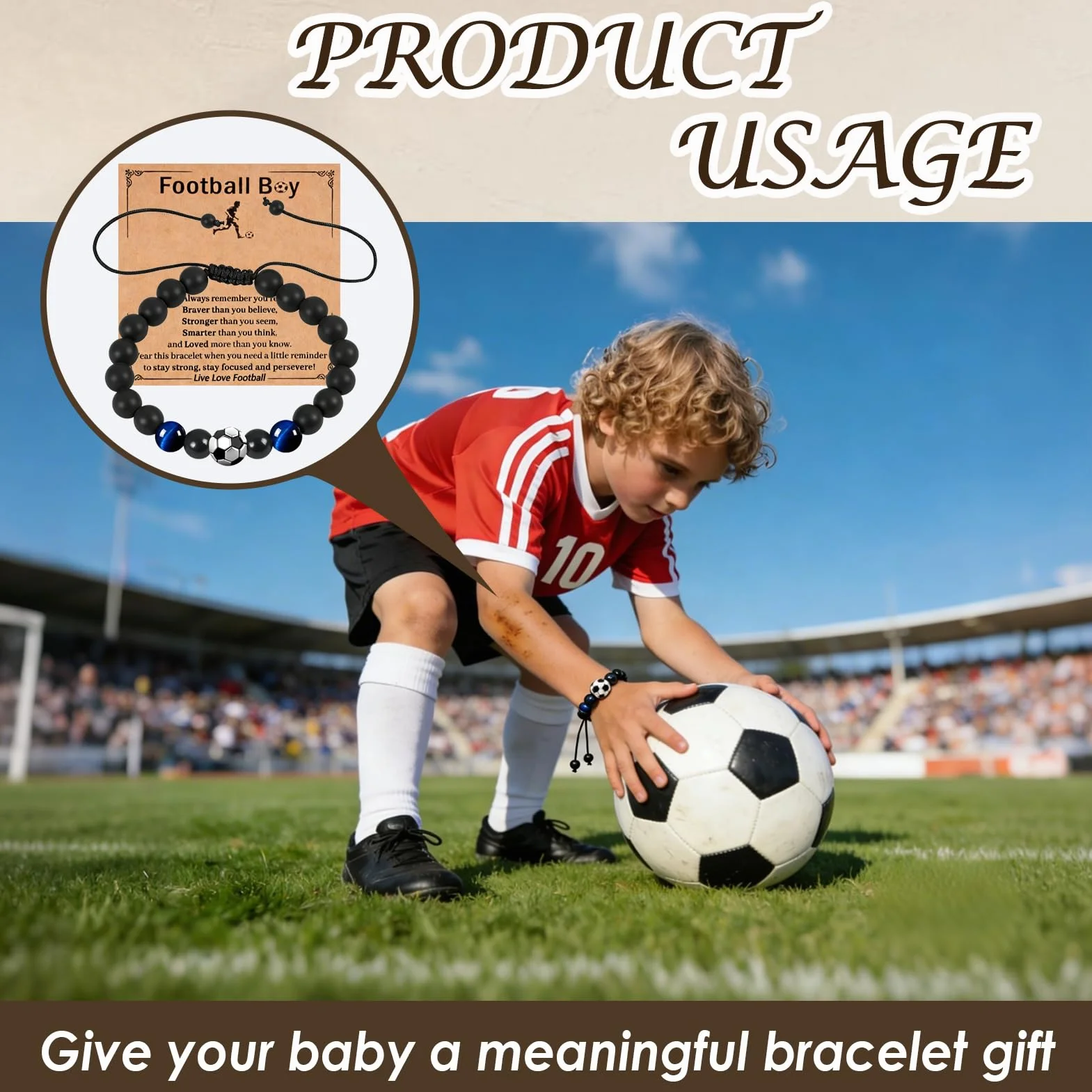 Pulseras de fútbol para Adolescentes y Hombres, Regalo para niños