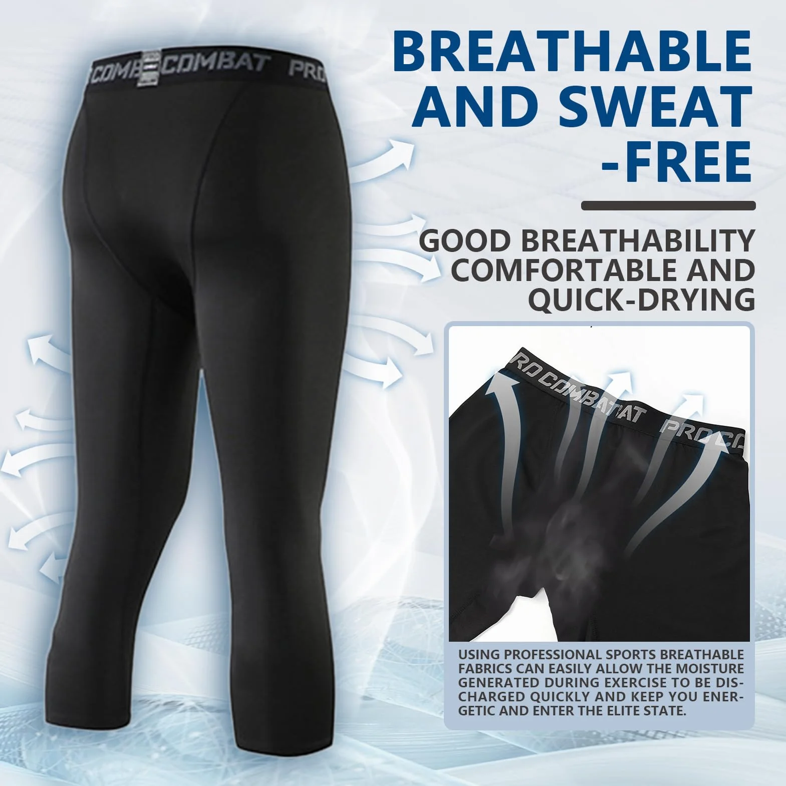 3/4 Pantalones de Compresión Deportivos Dry Carriendo para Ciclismo Golf Yoga, 2 Pack