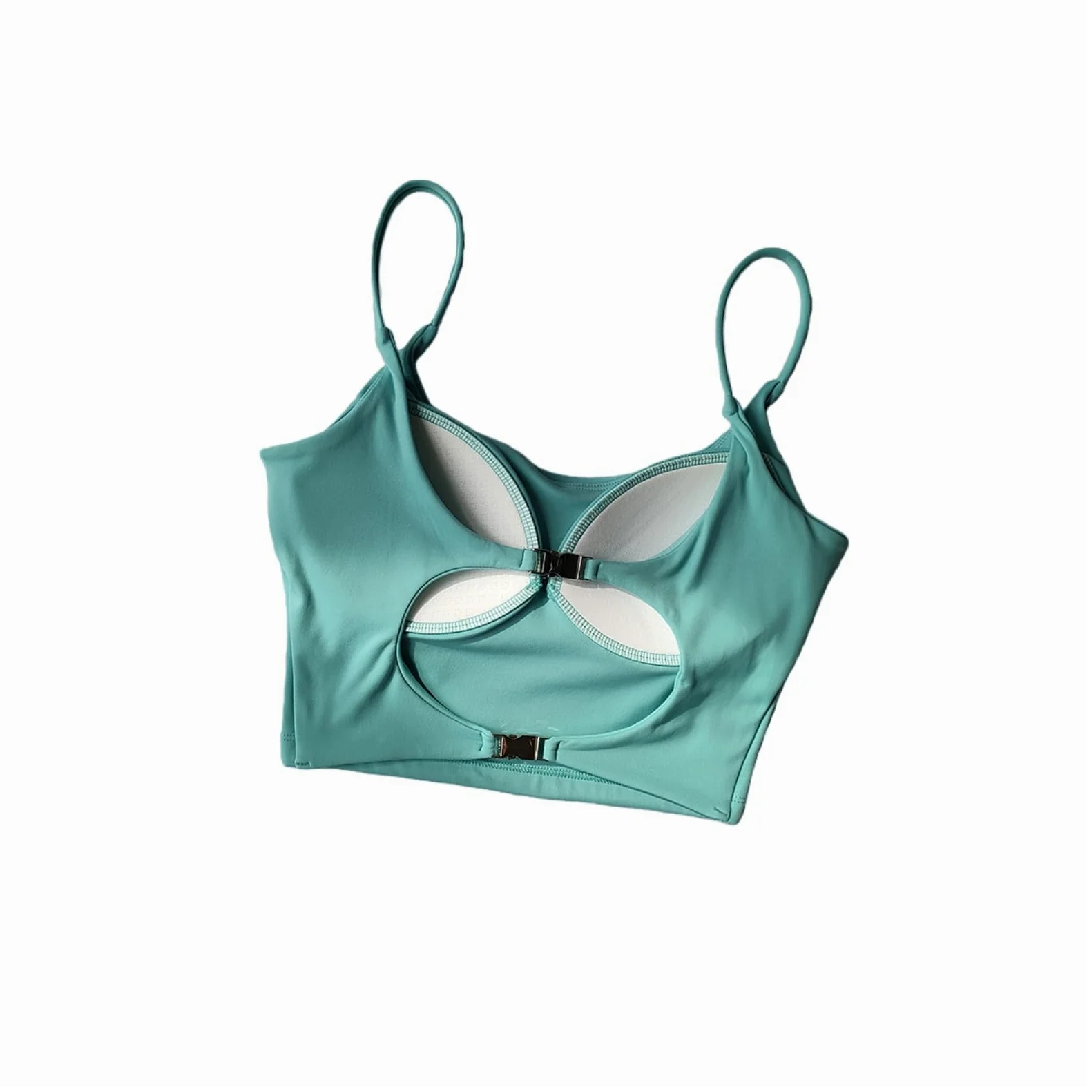 Sujetador Yoga Mujeres Correa Delgada Deportes Crop Top Respirable Acolchado Bralette Correr Gimnasio Fitness Entrenamiento-Blue-s