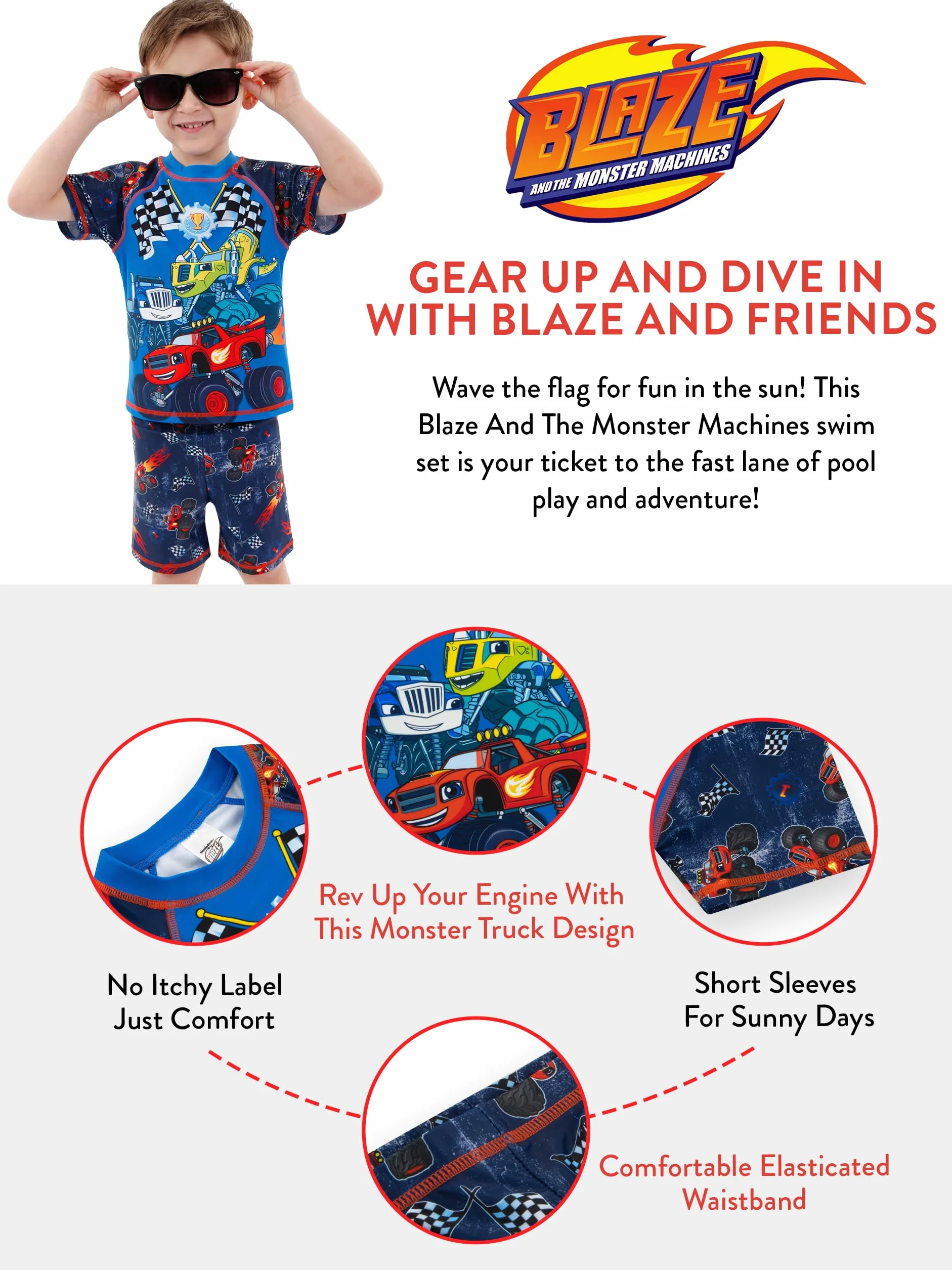 Blaze and The Monster Machine Bañador Natacion Niño Traje de Baño