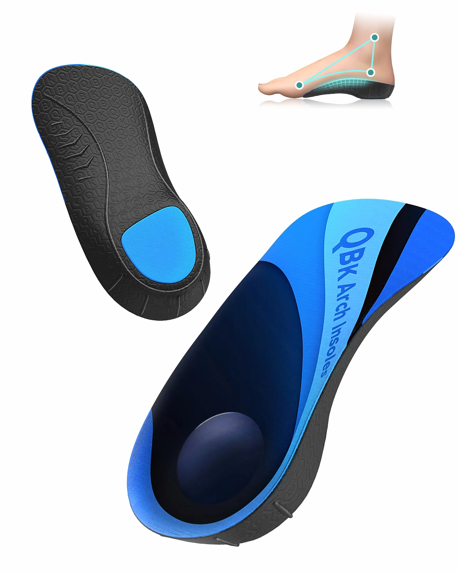 Plantillas de Zapatos de Confort Premium QBK para Hombre y Mujer, Ergonómicas con Soporte de Arco