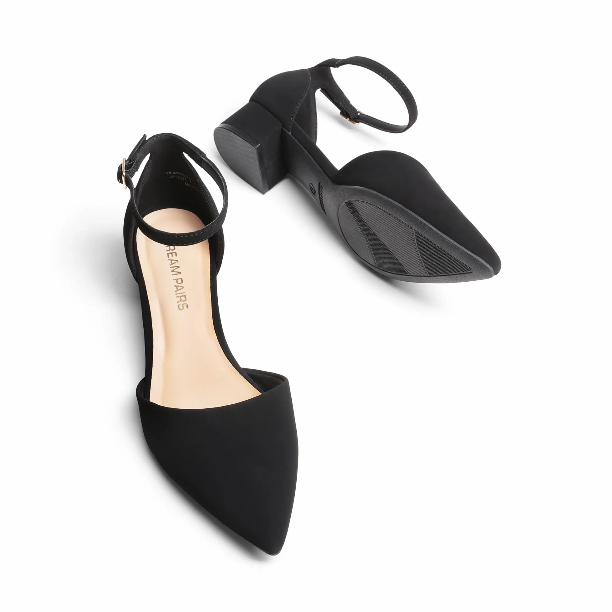 DREAM PAIRS Zapatos de Vestir para Mujer Tacones Bajos Bombas Punta Cerrada Comodidad D'Orsay Planos con Correa al Tobillo