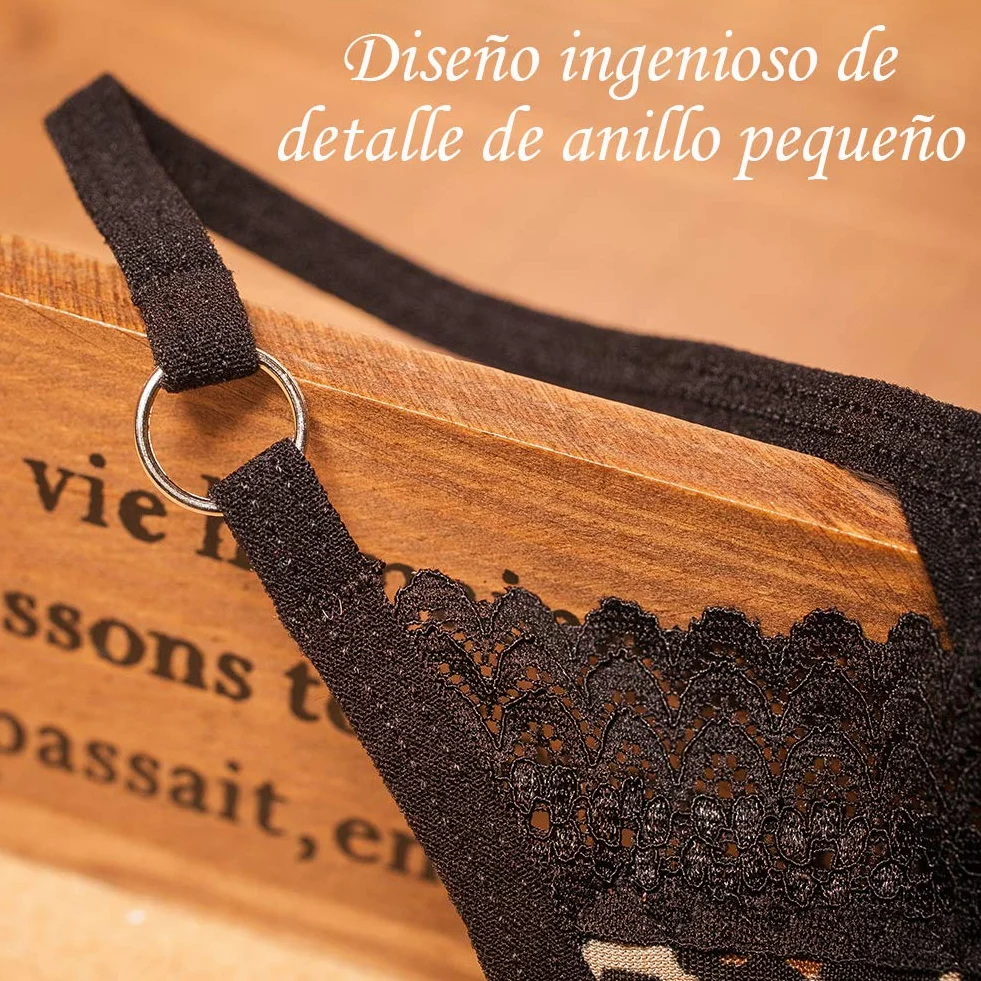VicSec 4 Pack Braguitas Sexy Encaje Fina Tanga Suave G-String Lencería Interior Espalda Decora Corazon Talla Única