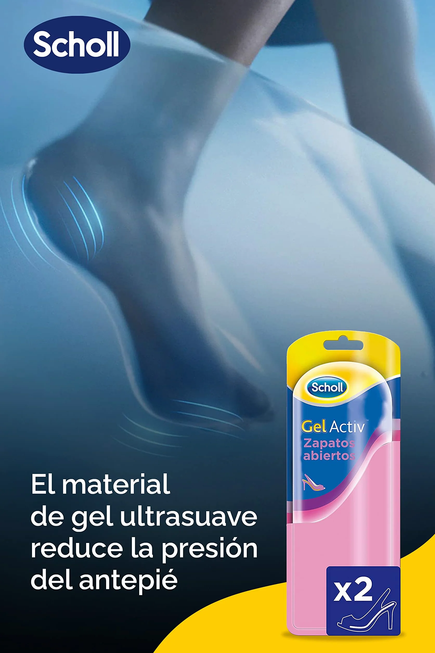 Scholl GelActiv Plantillas Gel Mujer Zapatos Abiertos Almohadillas Pies Ultrafinas Antideslizante Transparente Talla 35-40,5