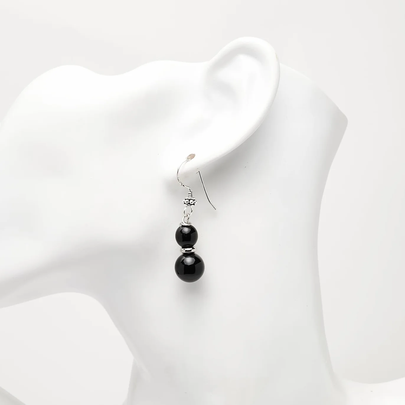 Pendientes colgantes de plata de ley con cuentas dobles de piedras preciosas naturales para mujer