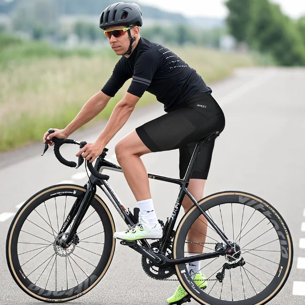Culotte Ciclismo Hombre Pantalones Cortos Compresión 3D Acolchados 3 Bolsillos Transpirable Secado Rápido MTB Bicicleta