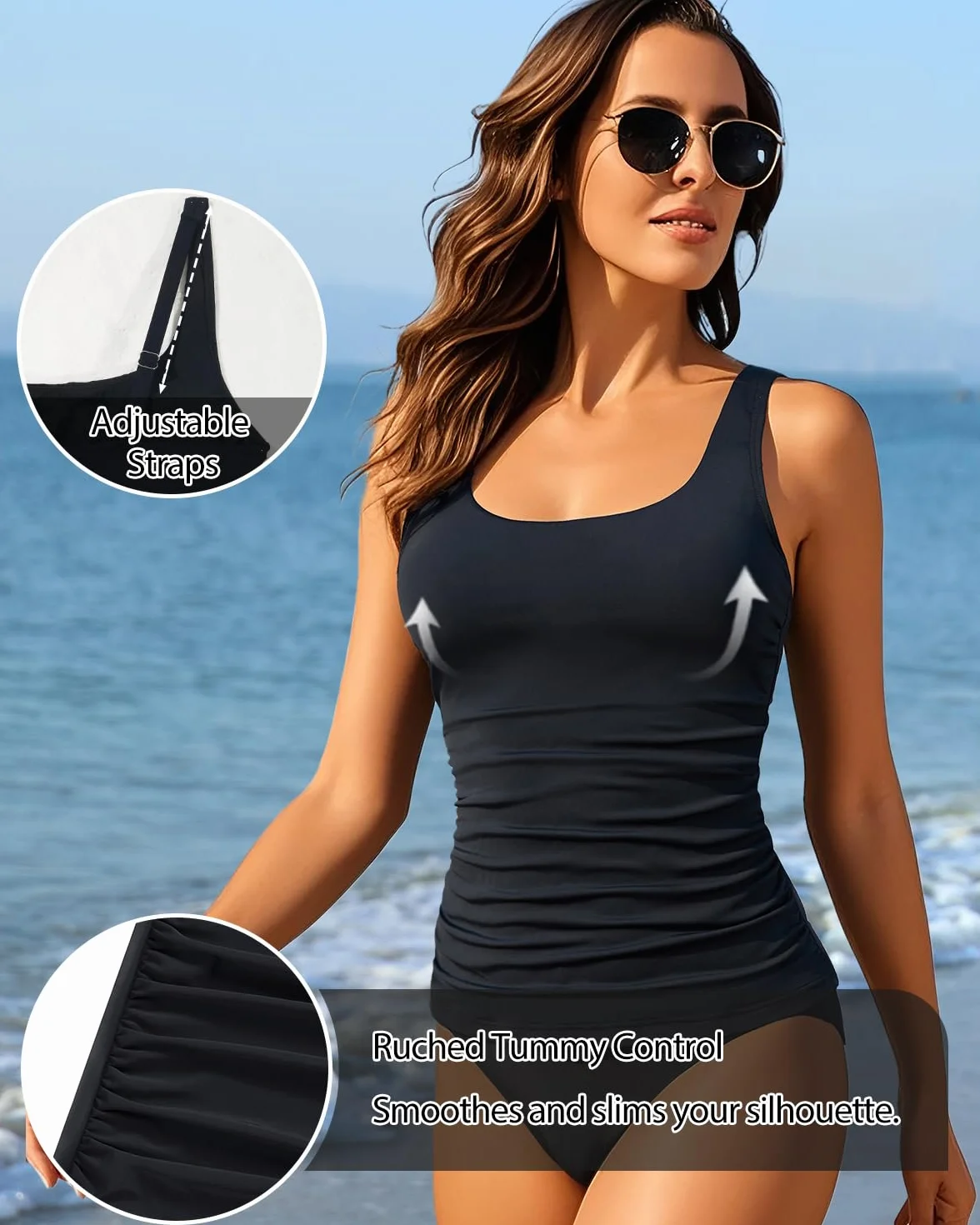 Aqua Eve Tankini Top Tummy Control Swimwear for Women