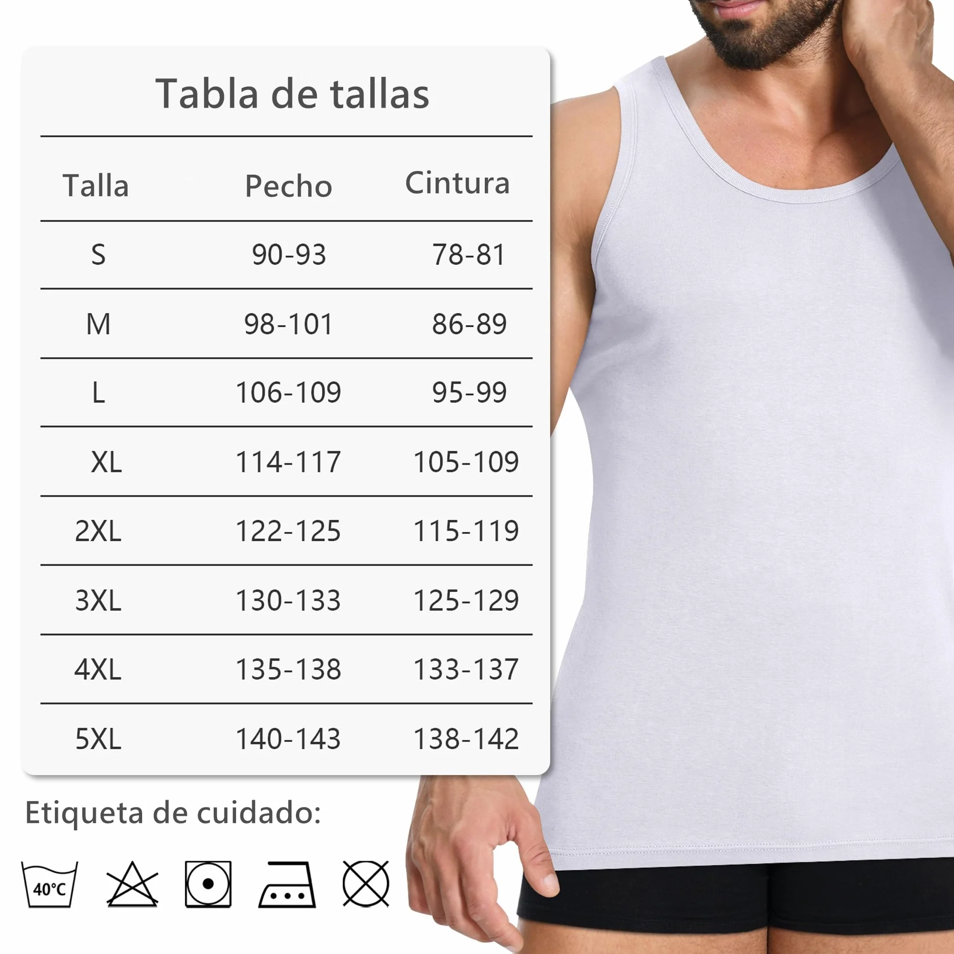 YOUCHAN Pack de 3 Camisetas Tirantes Hombre 100% Algodón S-5XL