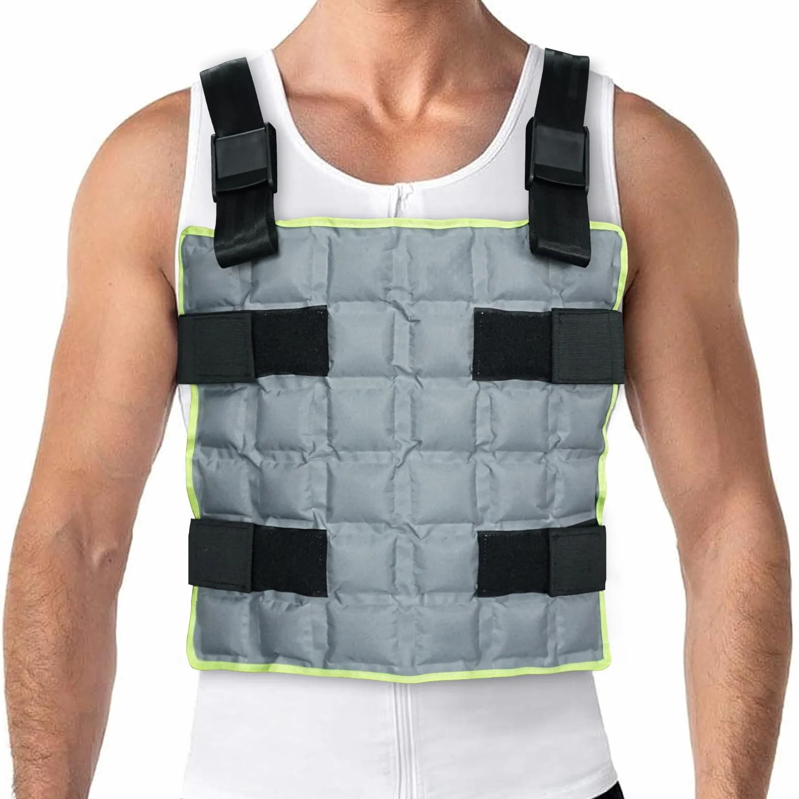 Chaleco de enfriamiento reutilizable con 72 celdas de hielo ajustable para exteriores alivio del calor gris