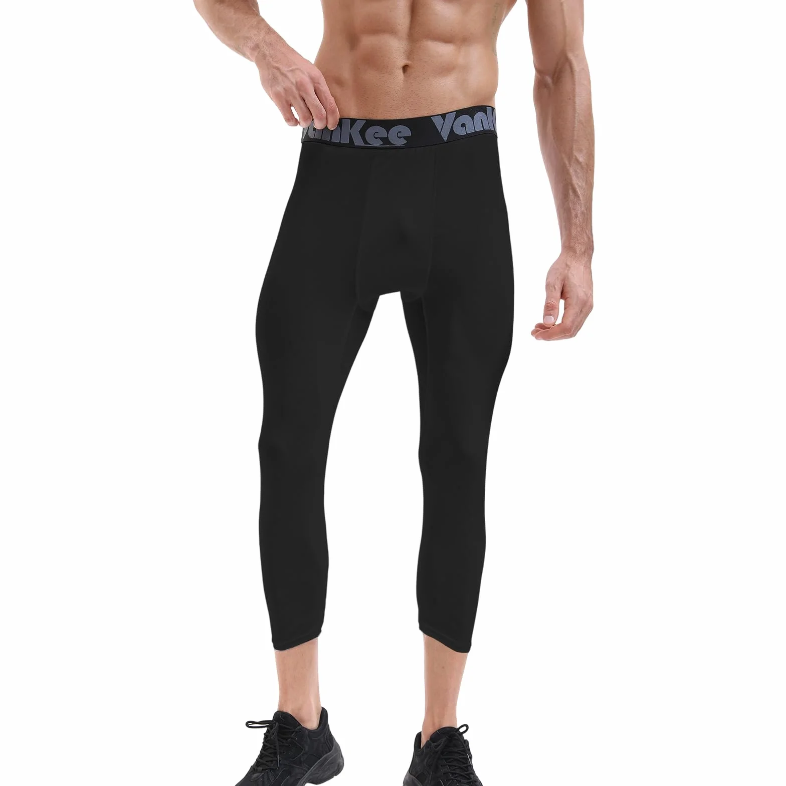 Pantalones de Hombre Compresión 3/4 Malla Transpirable Secado Rápido para Basketball Gym Fútbol