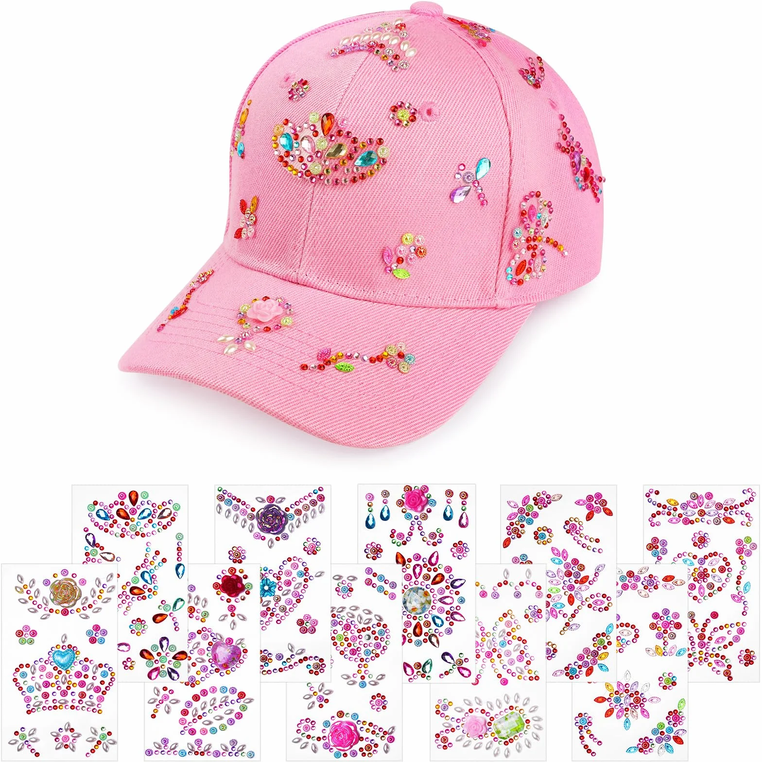 Gorra de Béisbol DIY con Pegatinas de Brillante Diamantes para Niñas