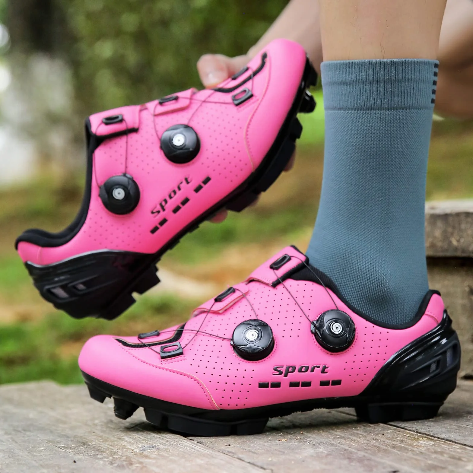 Zapatillas de Ciclismo Mujer Bicicleta Montaña Carretera Compatibles Calas Giratorias Cerradas Ligeras