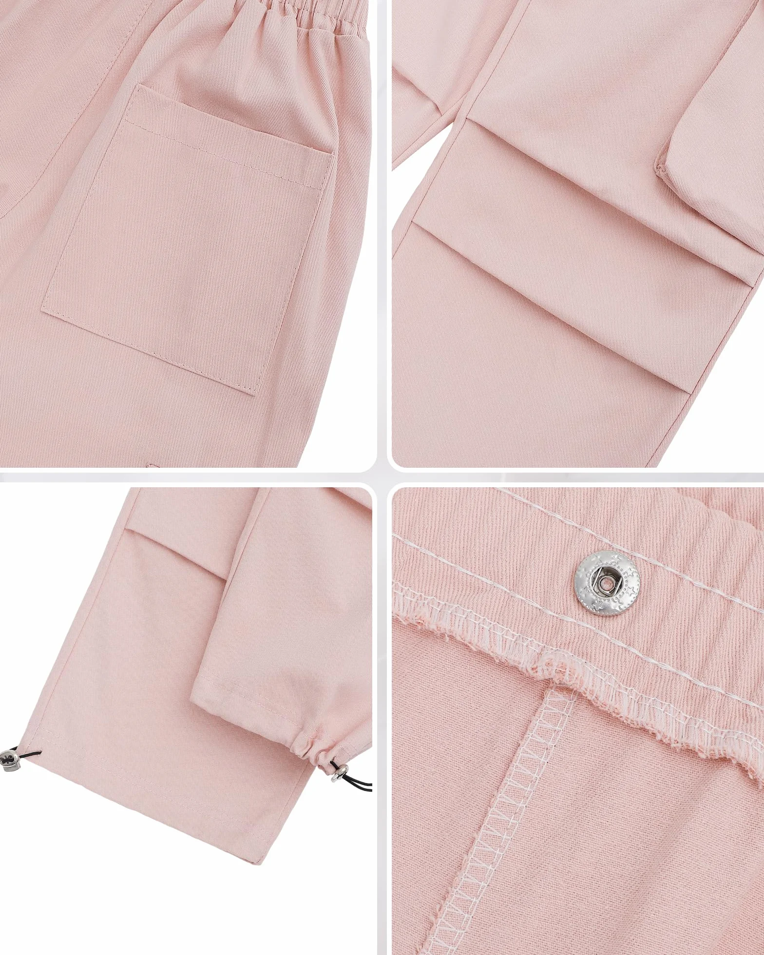 KAKU NANU Pantalones Cargo para niña Cintura elástica Bolsillos