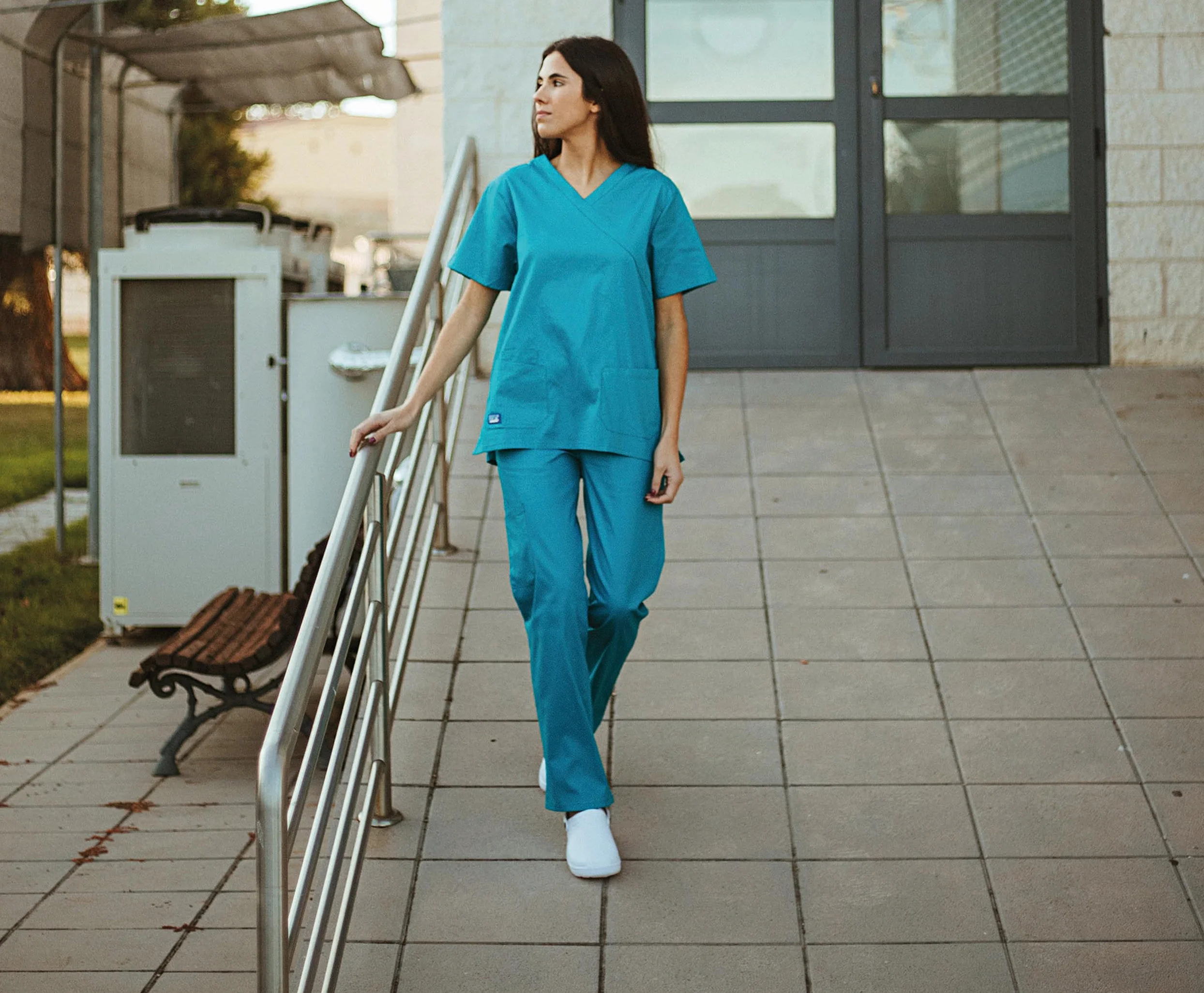 WORKTEAM B9150 Uniforme Sanitario de Algodón Tejido Elástico Conjunto Médico Enfermera Unisex