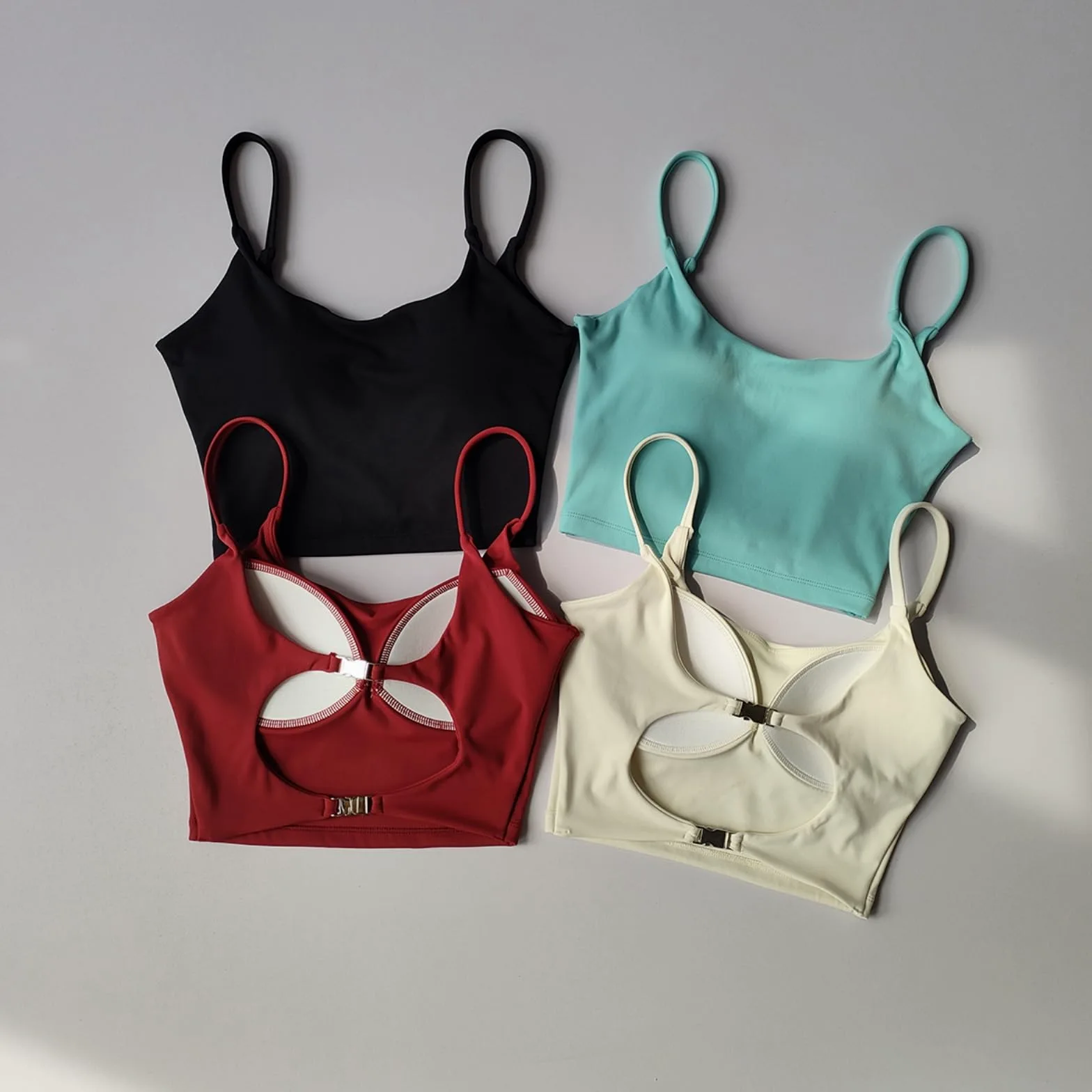 Sujetador Yoga Mujeres Correa Delgada Deportes Crop Top Respirable Acolchado Bralette Correr Gimnasio Fitness Entrenamiento-Blue-s