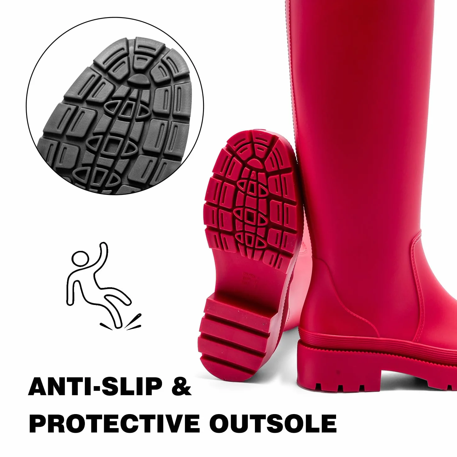 Lvptsh Botas de Agua Mujer Altas Caucho Impermeable Zapatos de Lluvia Wellington Antideslizante