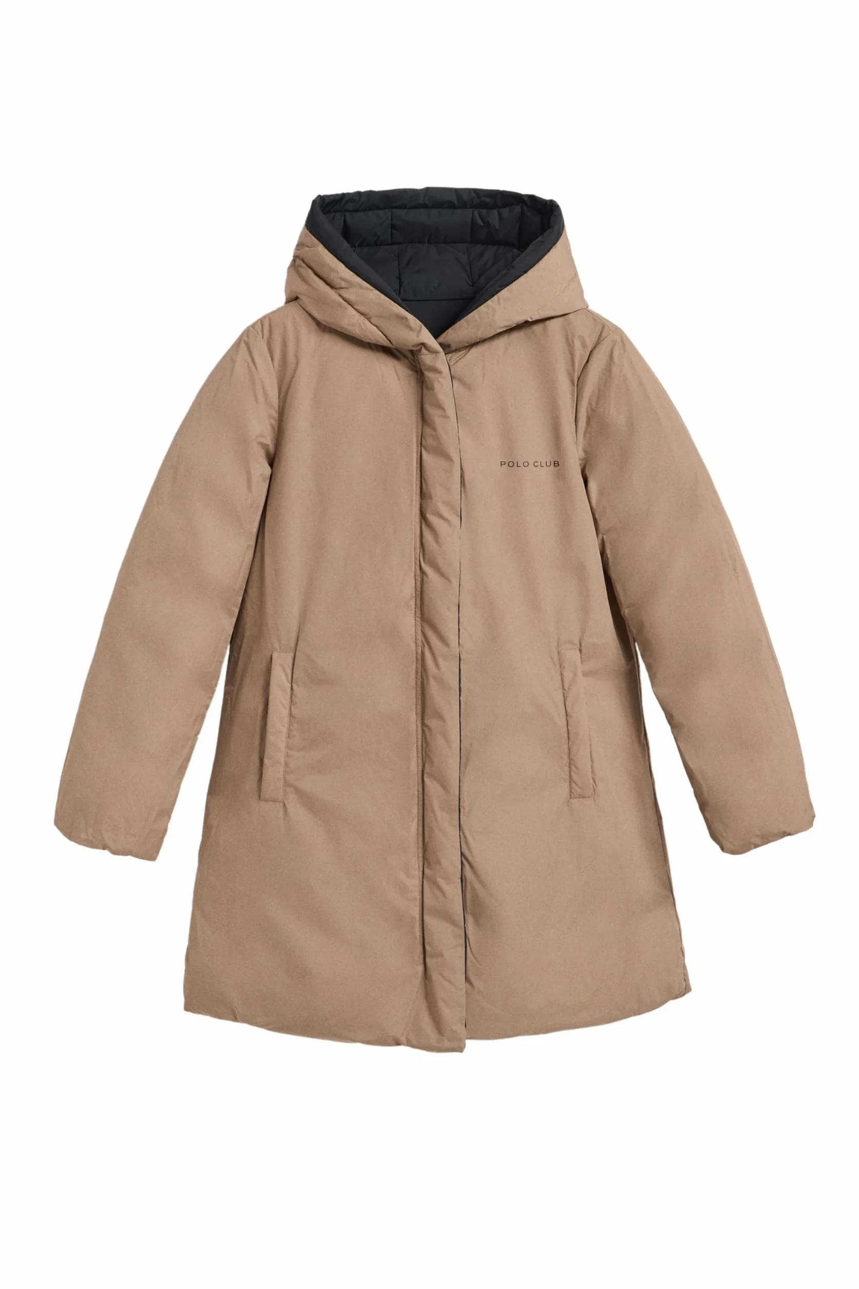 Polo Club Abrigo Reversible Mujer Capucha Fija Chaqueta Invierno