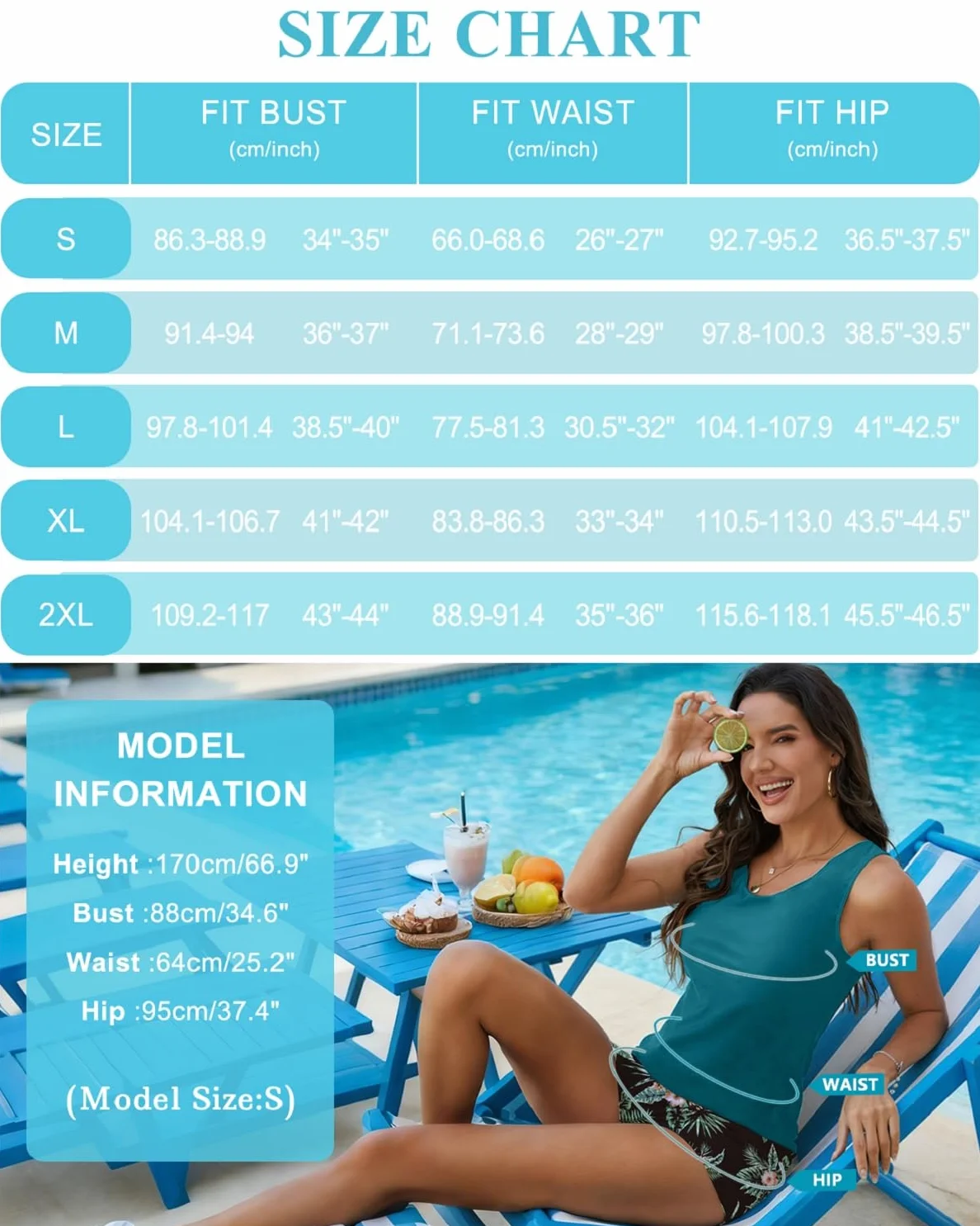 Yutdeng Tankini Mujer 3 Piezas Reductor Barriga Push Up Bañador con Pierna Vientre Plano
