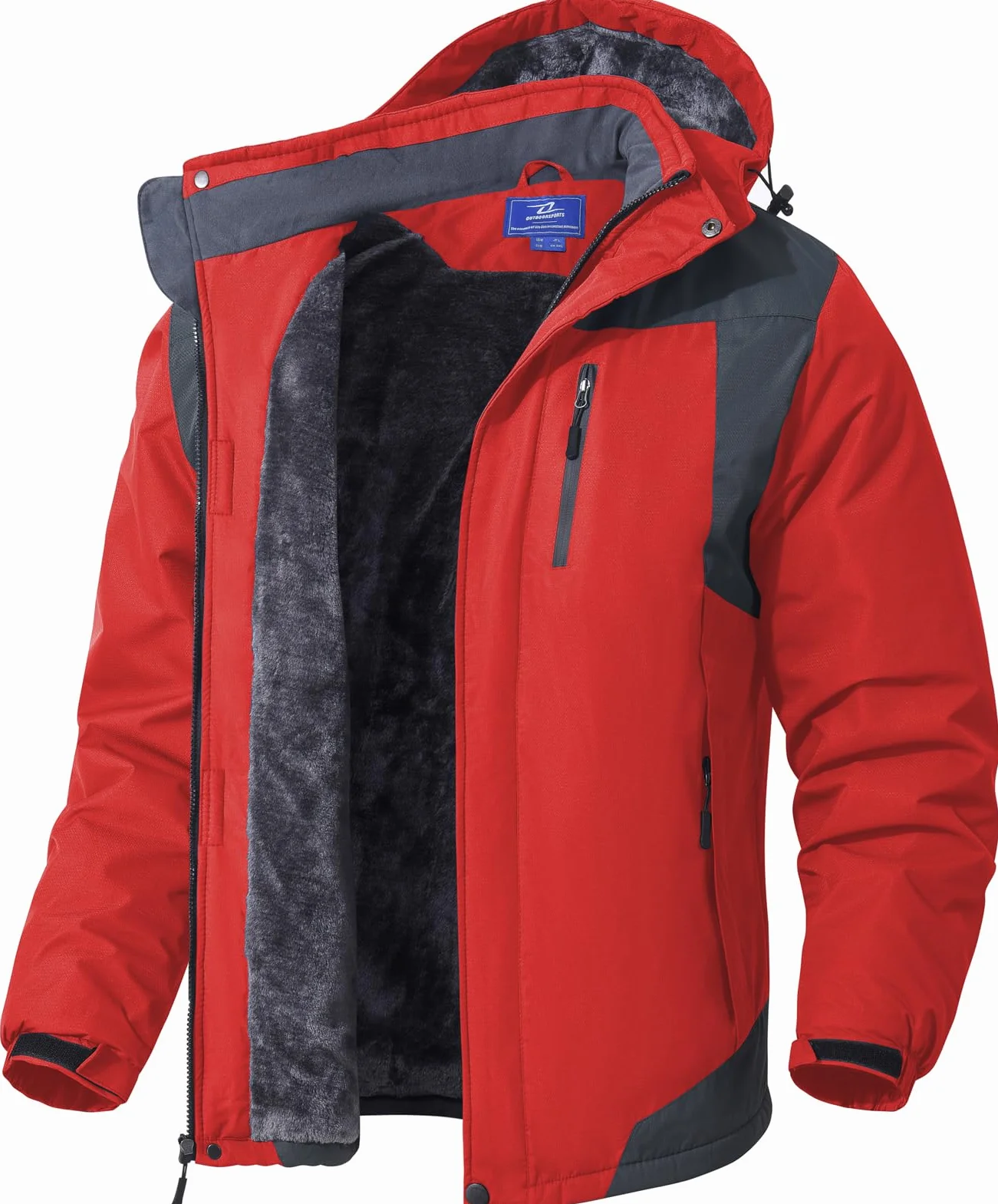 SPOSULEI Chaquetas de esquí para hombre con Hood impermeable forro polar a prueba de viento múltiples bolsillos