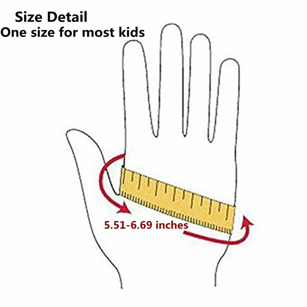 Long Keeper Guantes sin Dedos de Cuero PU para niños 4-11 años