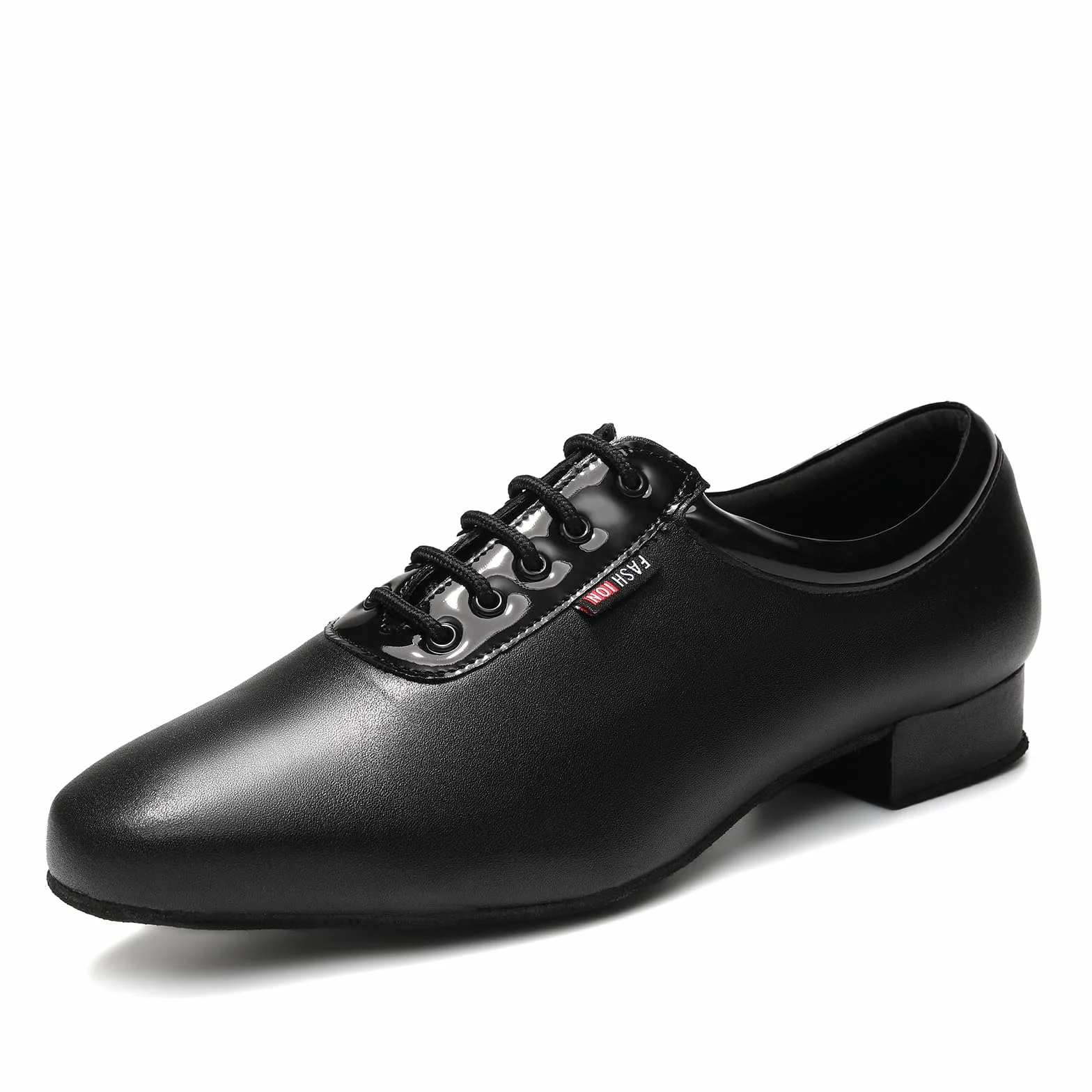 Zapatos de Baile Latino Hombre Negro Cordones Salsa Salón Tacon Bajo