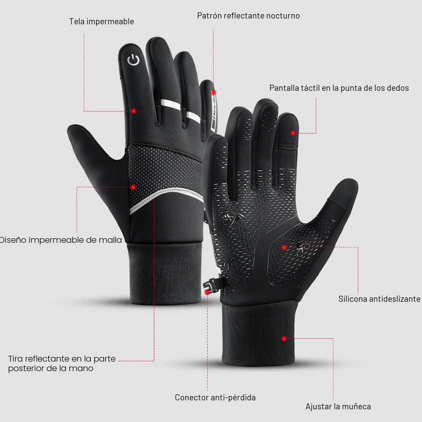 Guante de Invierno Hombre Térmicos para Mujer con Dedos para Pantalla Táctil, Resistentes al Agua, Agarre Antideslizante para Correr, Trabajar y Conducir