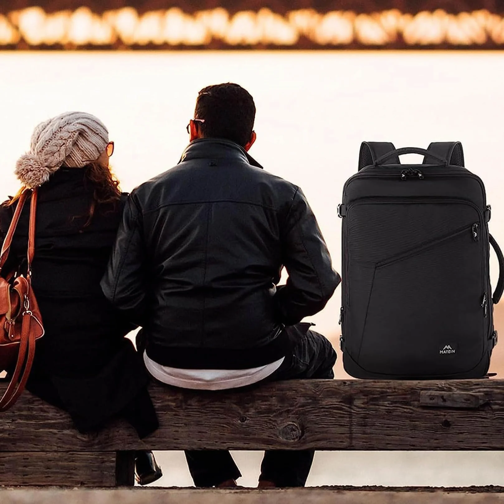 MATEIN Mochila Viaje Cabina Avion 40x30x20 Ryanair Expandible 30L Maletas Cabina 40x20x30 para Mujer y Hombre Equipaje de Mano Negro