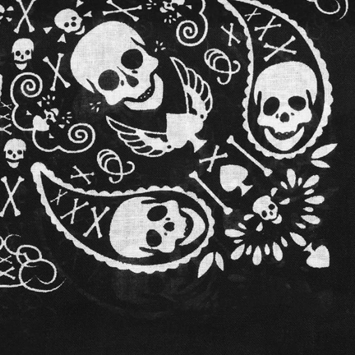 Pañuelo Bandana Mujer Hombre Negro Doble Faz Calavera Halloween