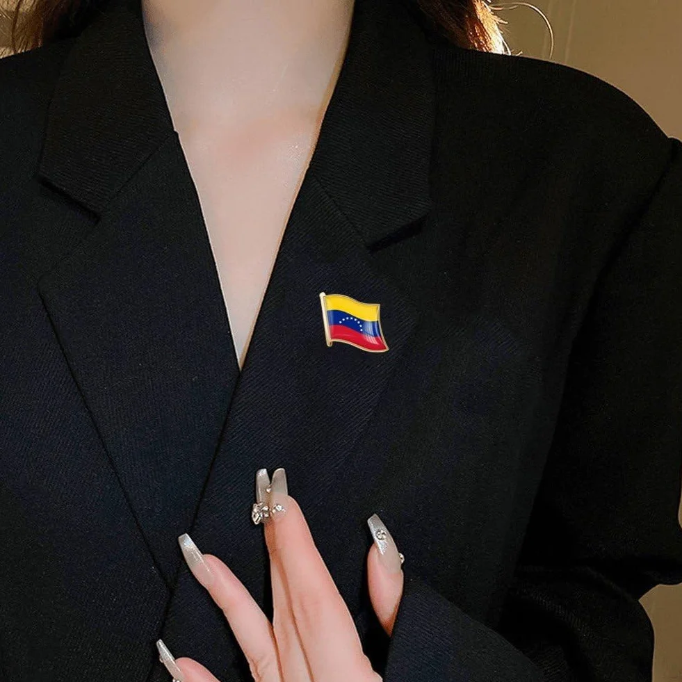 Wudaizhi Insignia De Solapa De Metal con Bandera Nacional De Venezuela: Pin De Bandera Amarilla, Azul Y Roja con Acabado Resistente Y Cierre Seguro.