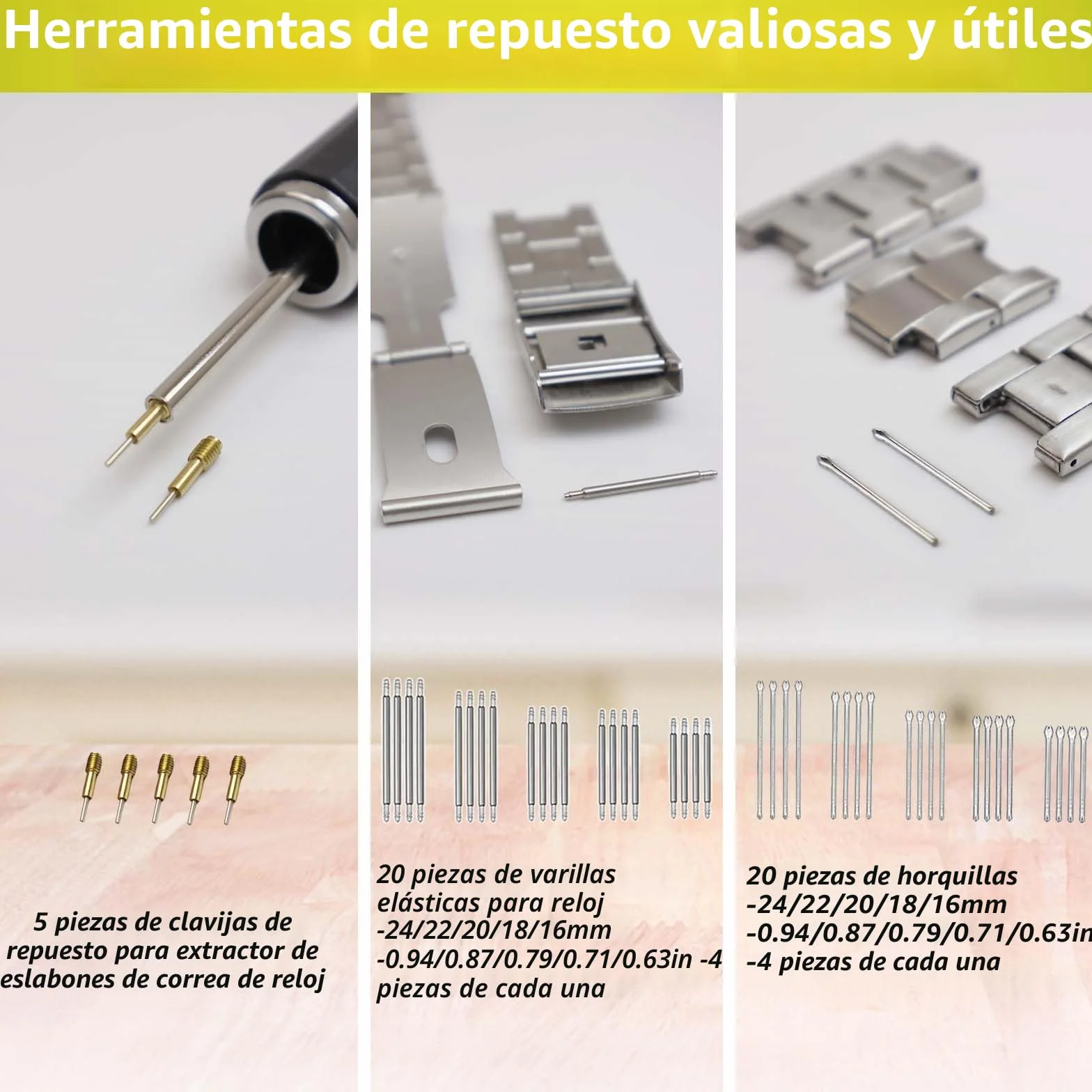 GLDCAPA Herramienta Correa Reloj, Ajuste de Correa, Reemplazo Pins, Martillo, Punzón