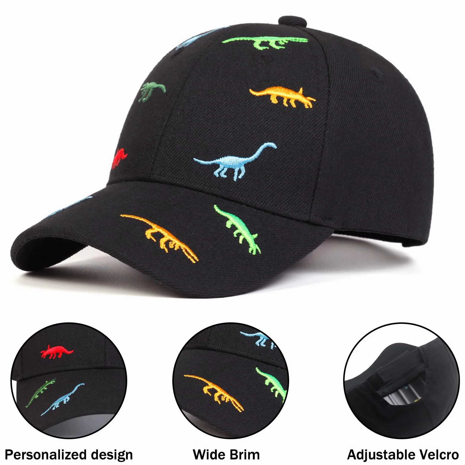 Gorra de Béisbol Niños Dinosaurio Ajustable Protección UV 3-8 Años