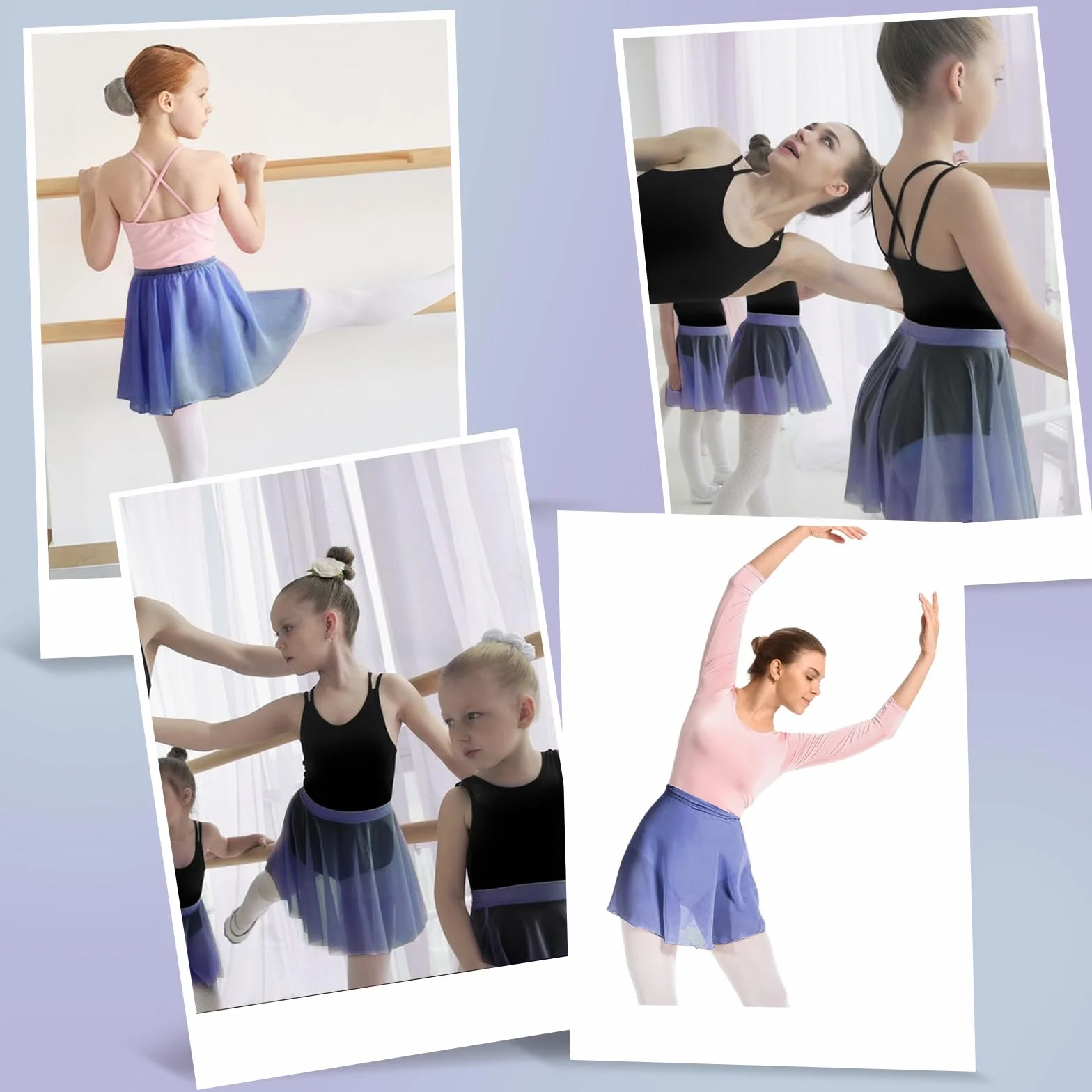 Yolev Falda de Ballet para Mujer Gasa Envolvente Cintura Ajustable Lazos Baile Gimnasia