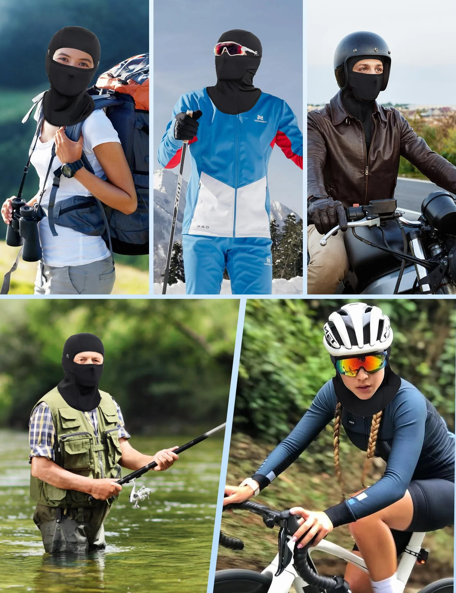 Becellen Pasamontañas Moto Protector UV Verano Ciclismo Balaclava Transpirable Anti Viento Elástica Negro
