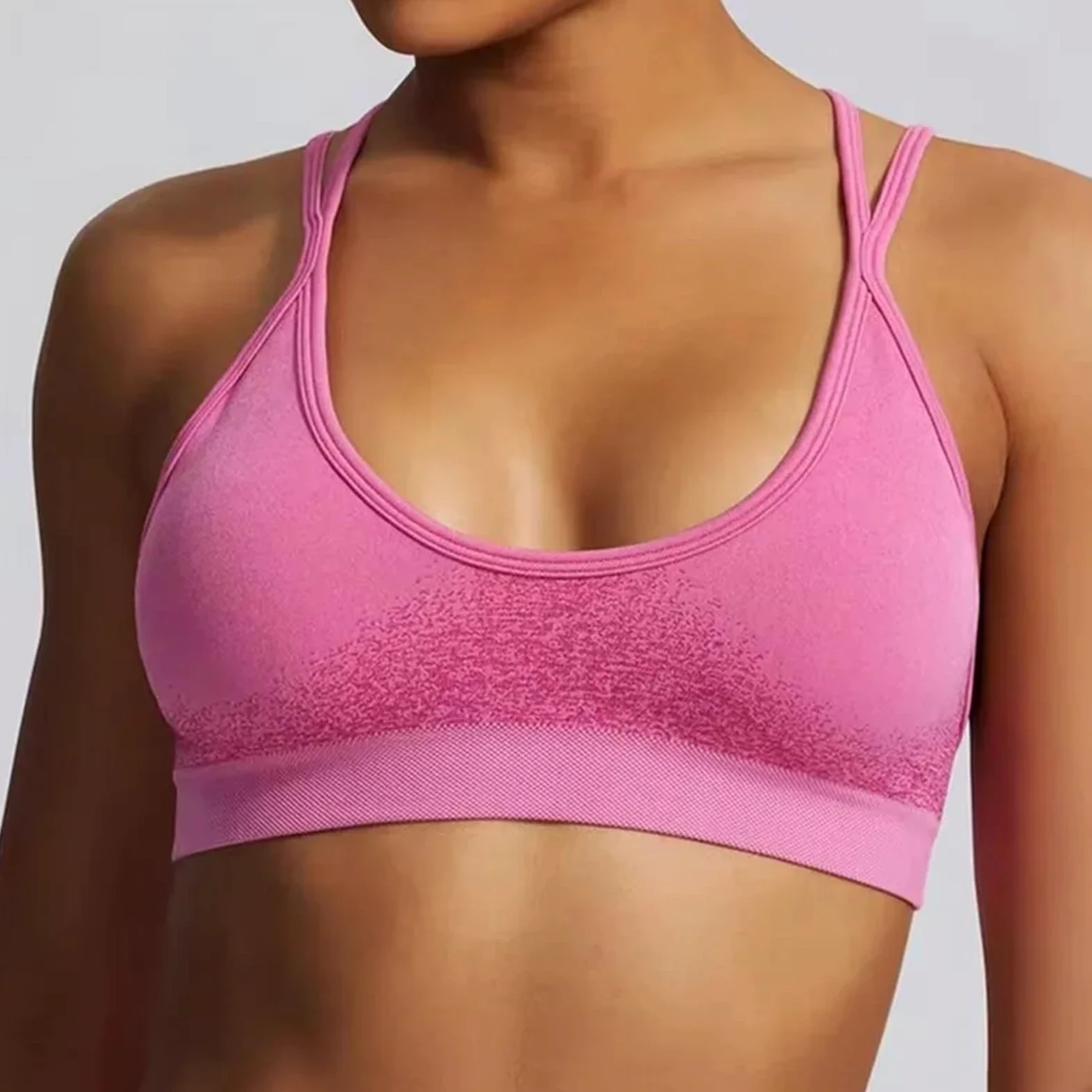 Sujetador Deportivo Top corto con espalda cruzada, acolchado y cuello halter for fitness, gimnasio, correr, entrenamiento sin costuras, yoga
