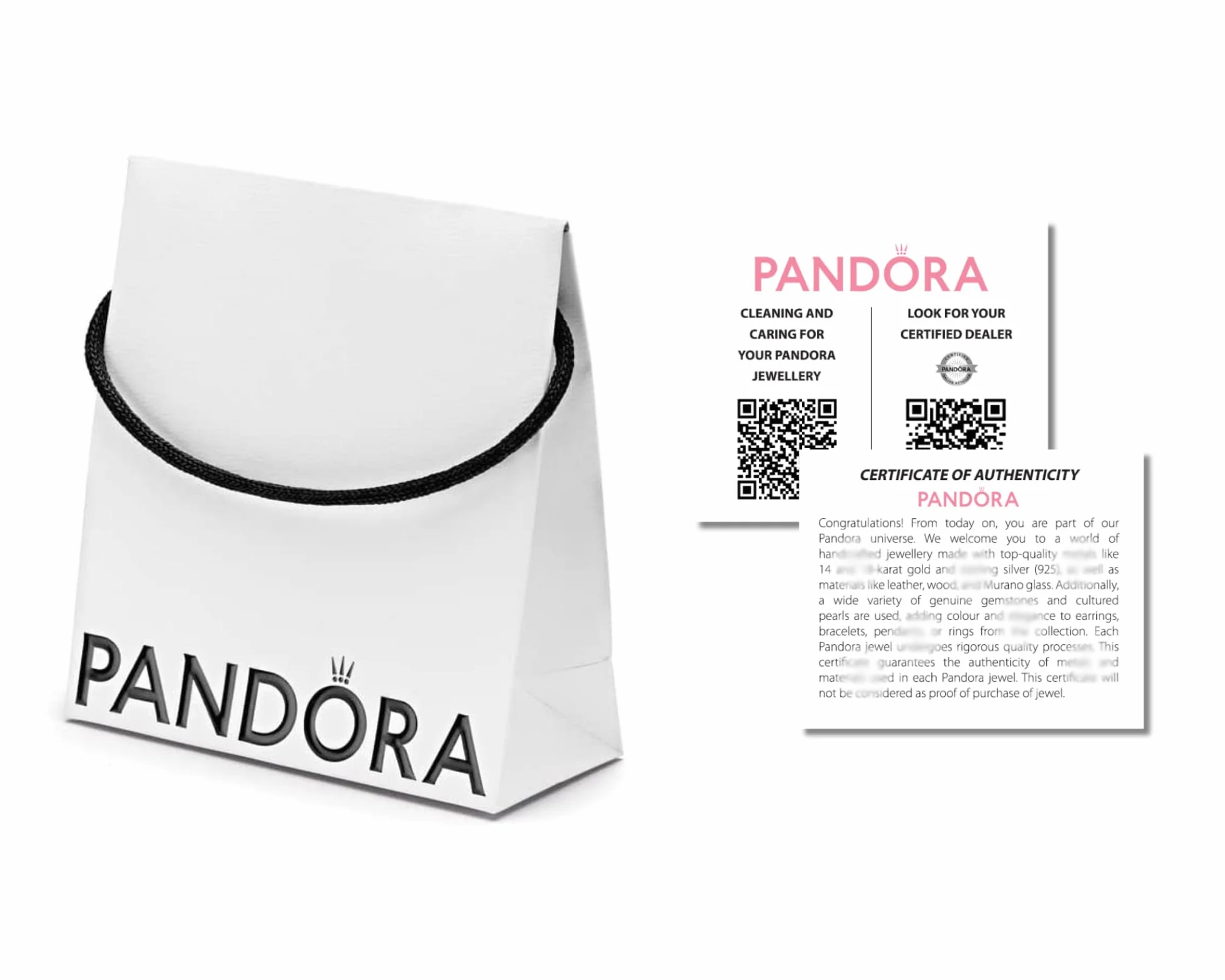 PANDORA Bolsa Ecológica para Joyas con Certificado de Autenticidad: Anillos, Pulseras, Colgantes, Pendientes y Charms (14 x 14 x 6 cm) (1)