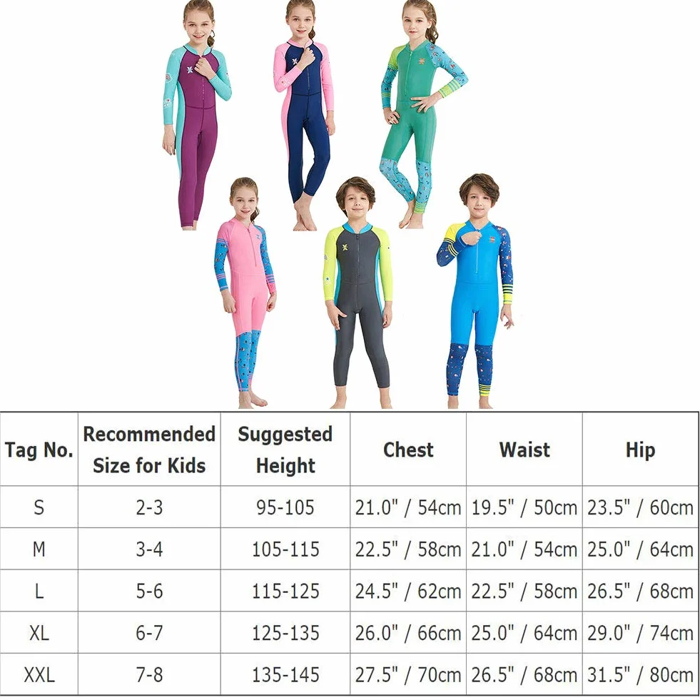 Traje de Buceo Neopreno Cálido Manga Larga UV UPF 50+ Protección Solar Secado Rápido para Niños