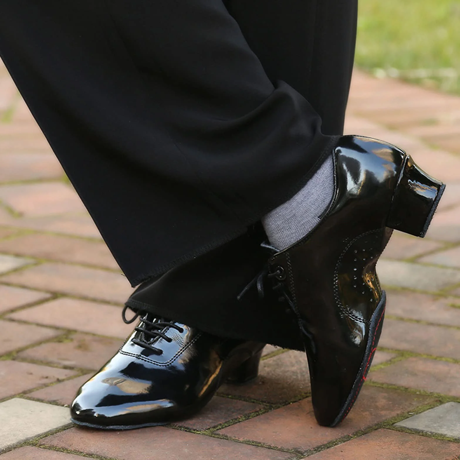 Zapatos De Baile Latino Hombre Suela Dividida Charol Tacón Bajo Transpirables