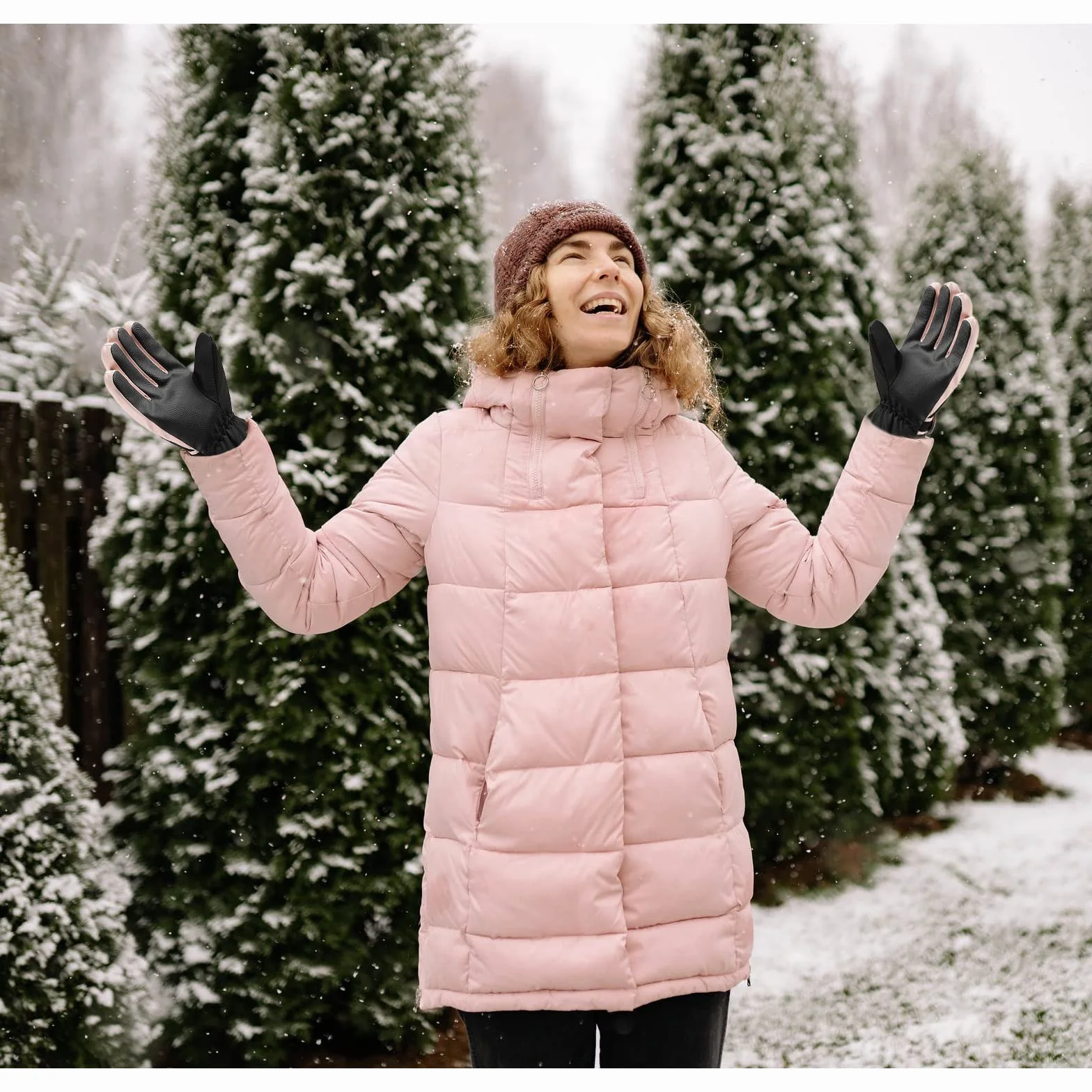 Andiker Guantes Impermeables Esquí Mujeres Pantalla Táctil Invierno Vellón Snowboard Prueba Viento Bicicleta