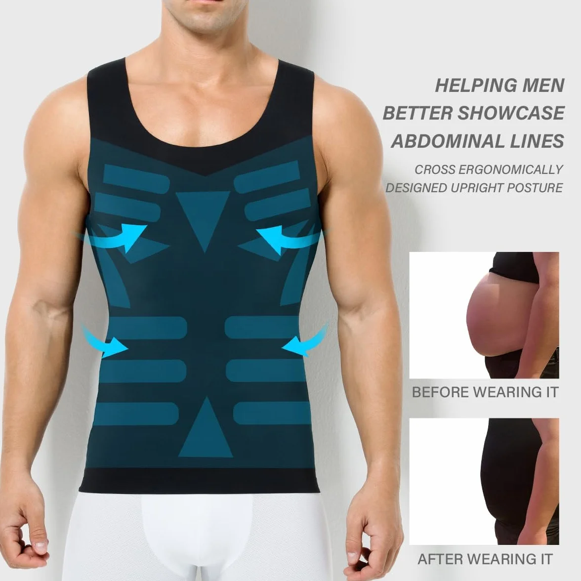 Casey Kevin Chaleco de Compresión Hombre, Camiseta de Compresión para Gym Fitness