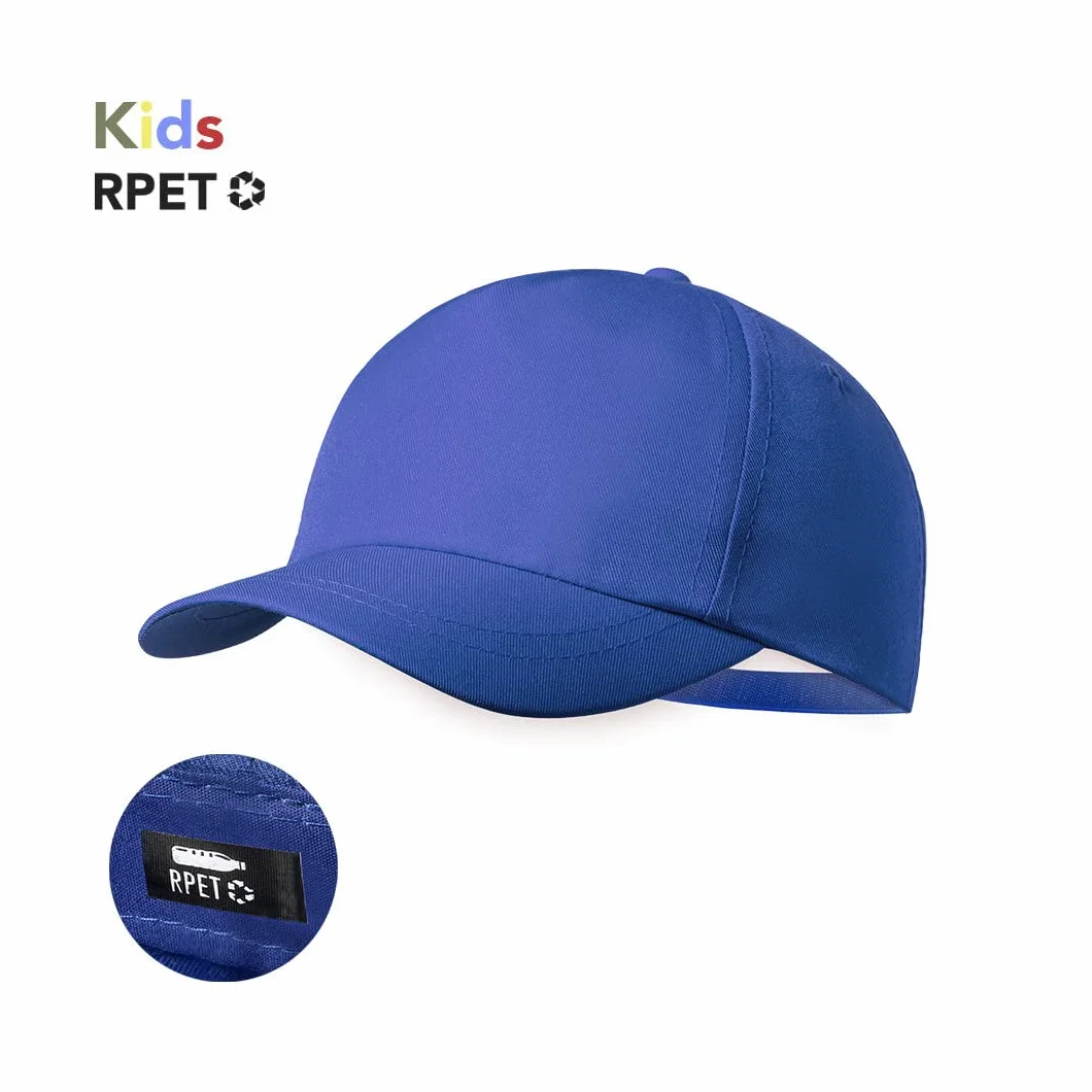 Gorra de niño 5 paneles poliéster RPET cierre ajustable ventilación bordada