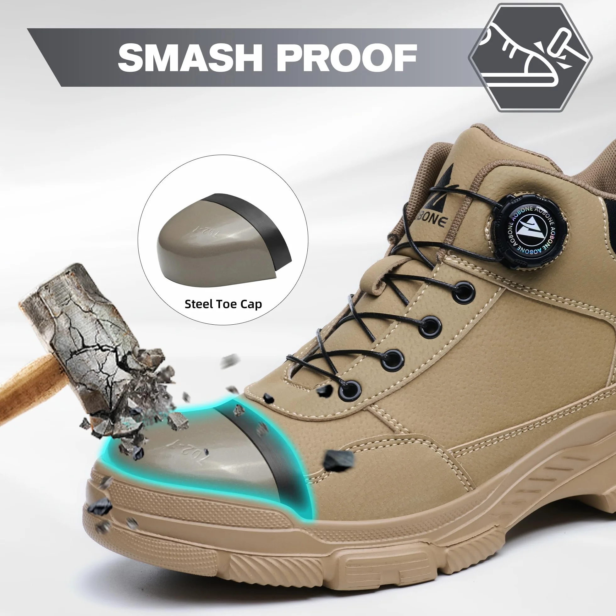 Botas de Seguridad Impermeable Punta de Acero Antideslizantes para Hombre Mujer Trabajo Ligeros