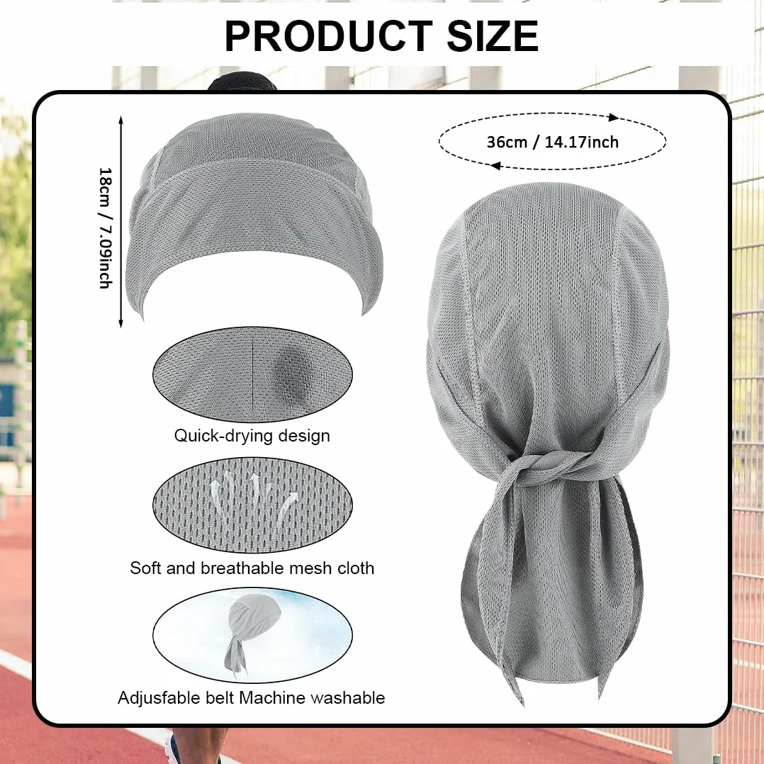 JEYORZY Paquete de 2 Bandanas, Capuchas Deportivas para Exteriores de Secado rápido, Que absorben la Humedad, Transpirables, Capuchas con Bloqueo UV, aptas para Correr Senderismo y Moto(Negro,Gris)